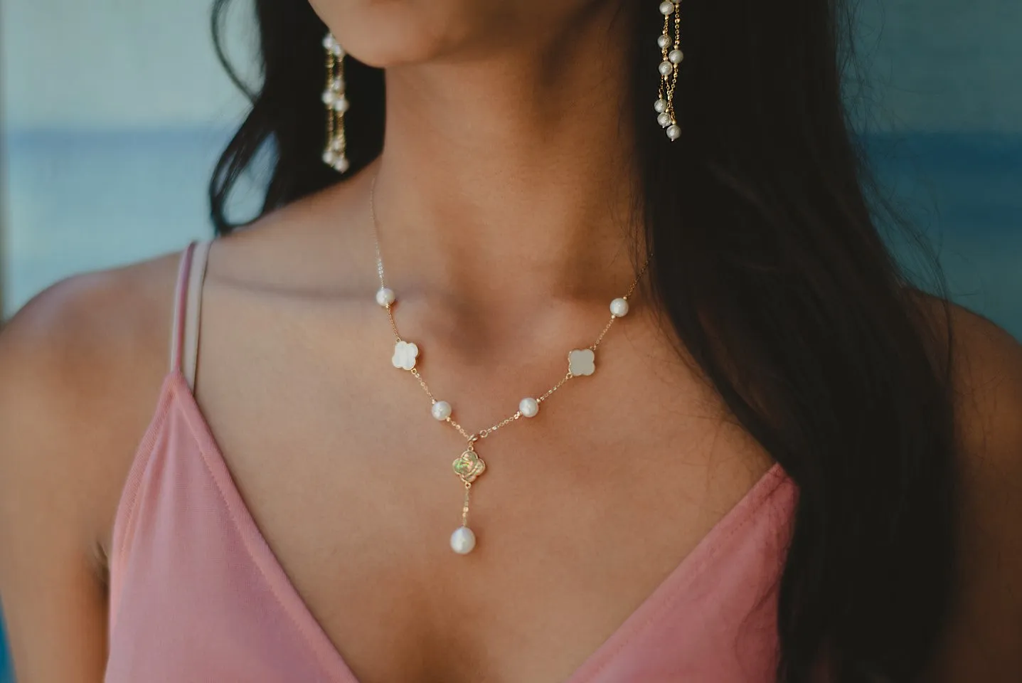 Clover Pearl Necklace Dha