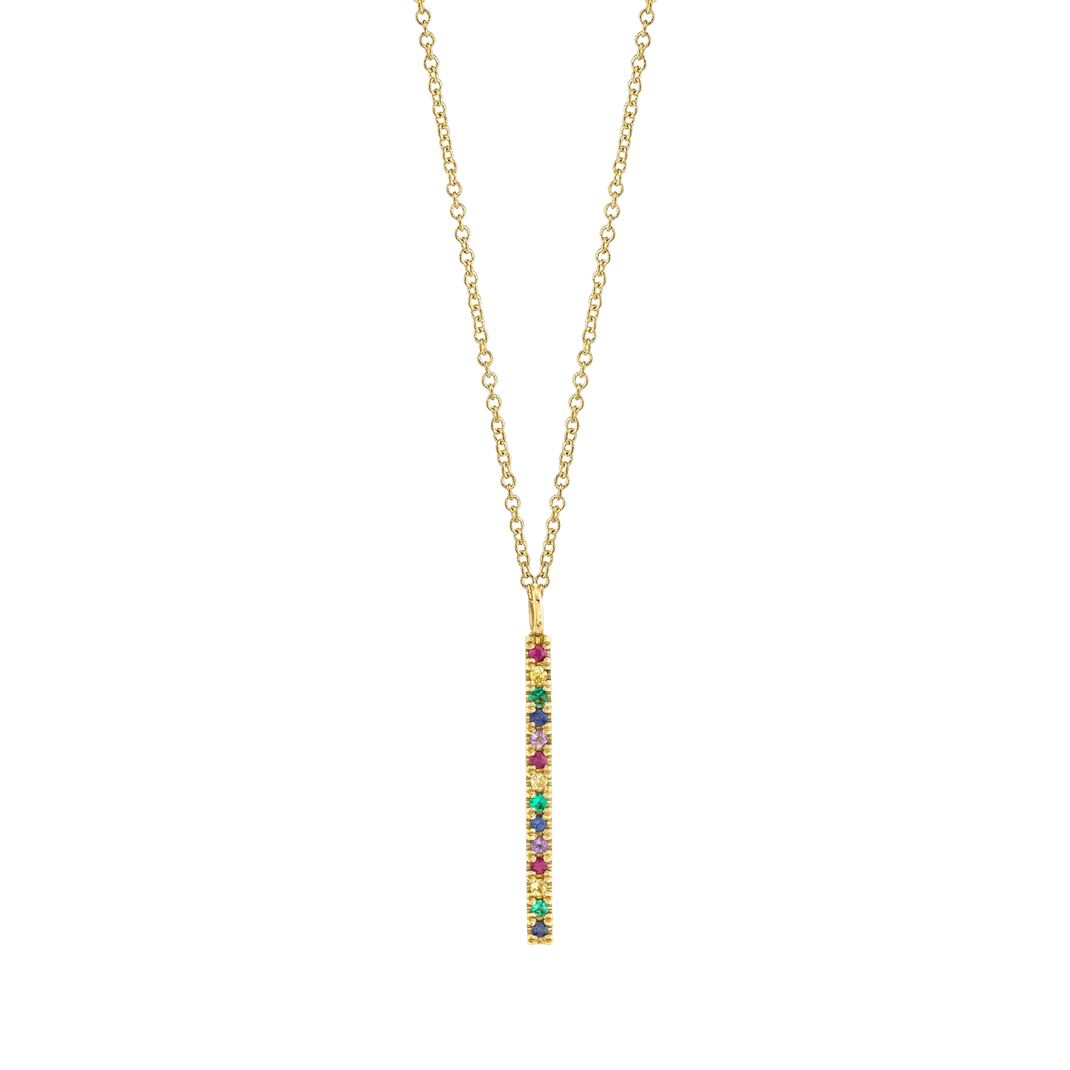 Colorful Necklace with Short Bar Pendant