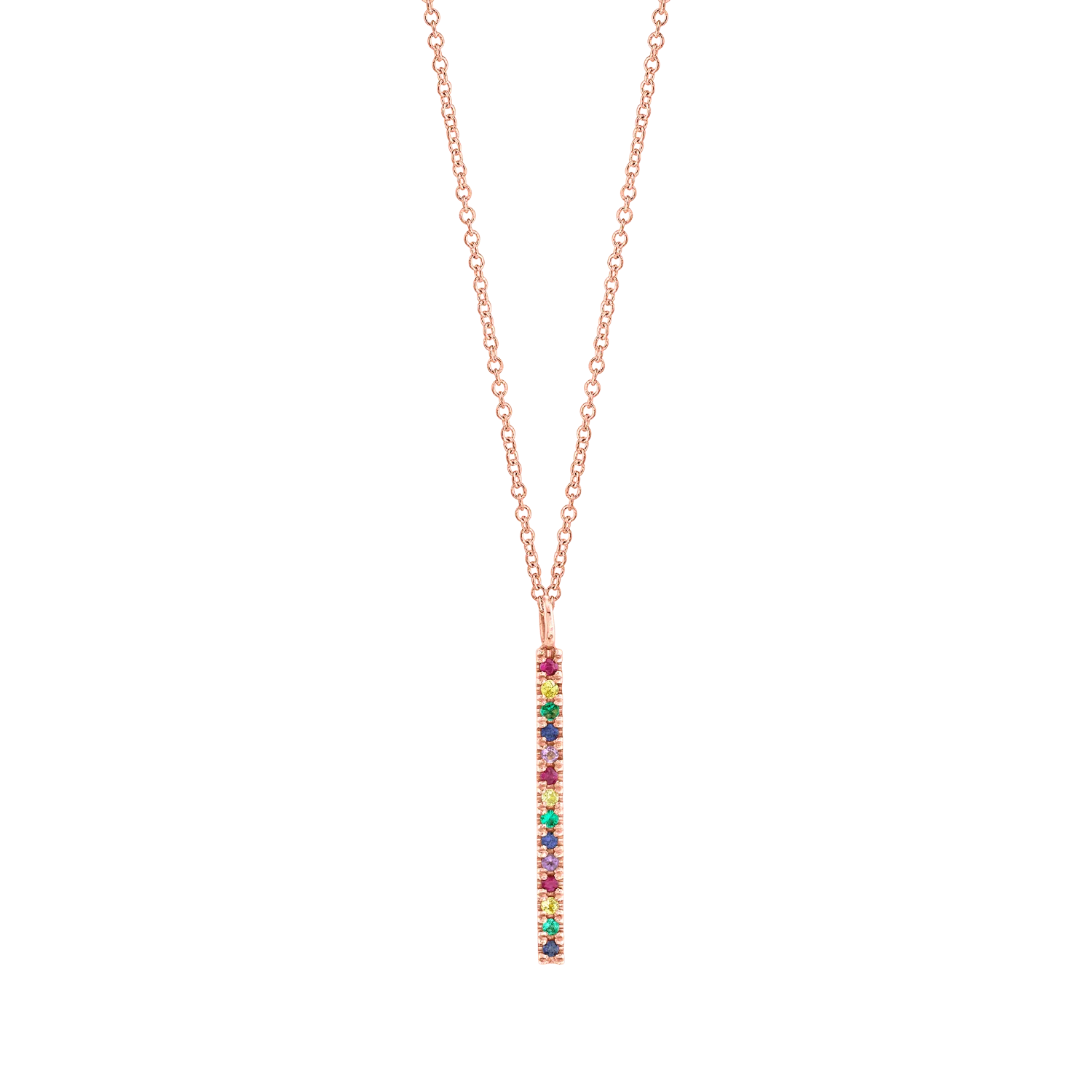 Colorful Necklace with Short Bar Pendant