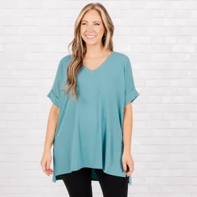 Comfortable Dusty Teal Travel Top