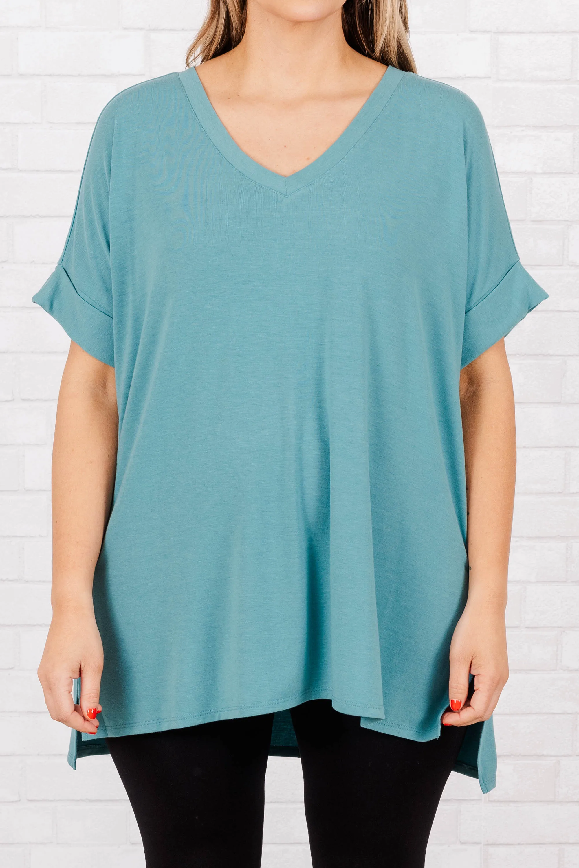 Comfortable Dusty Teal Travel Top