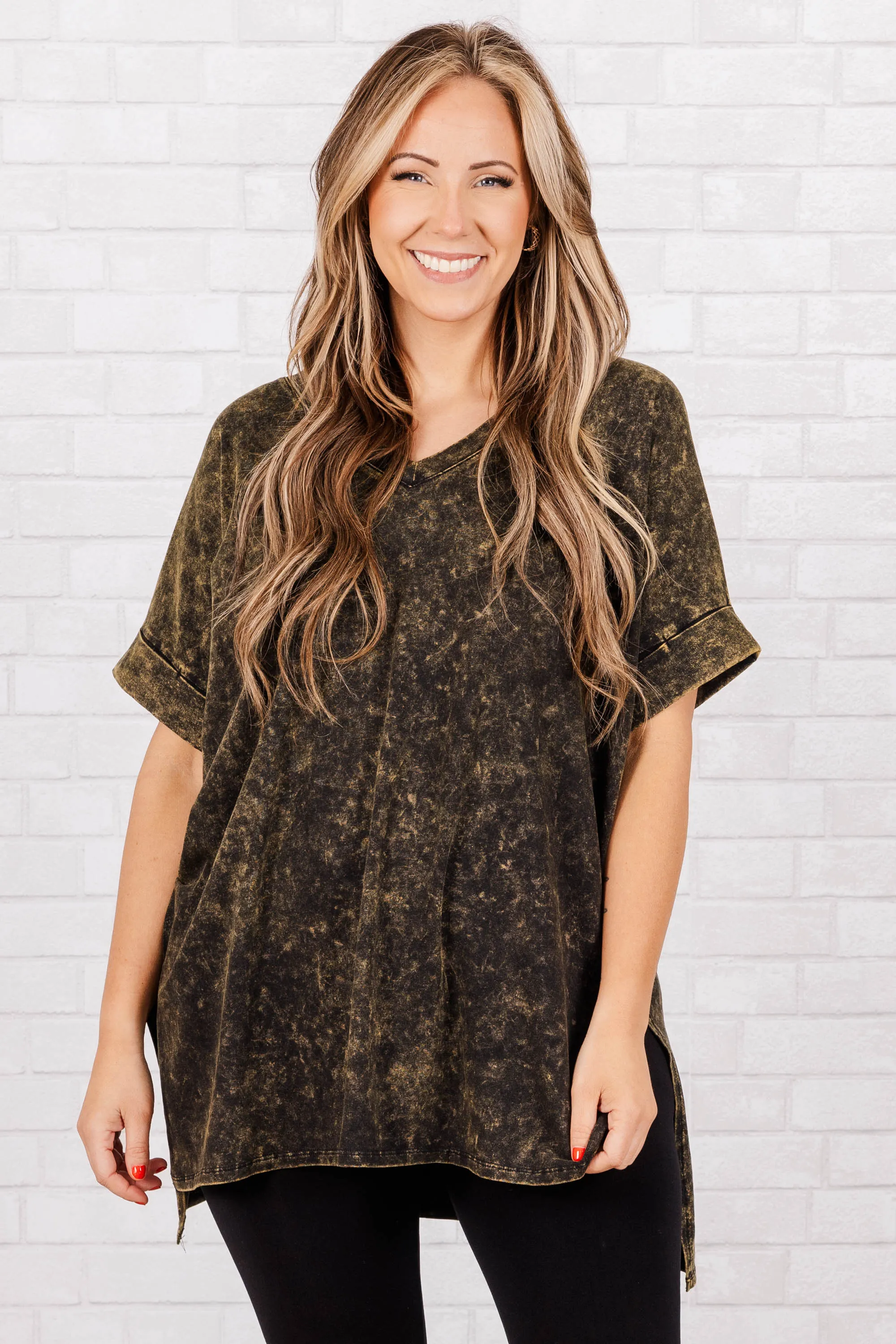 Comfy Olive Mineral Wash Travels Top