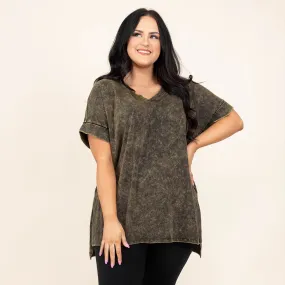 Comfy Olive Mineral Wash Travels Top