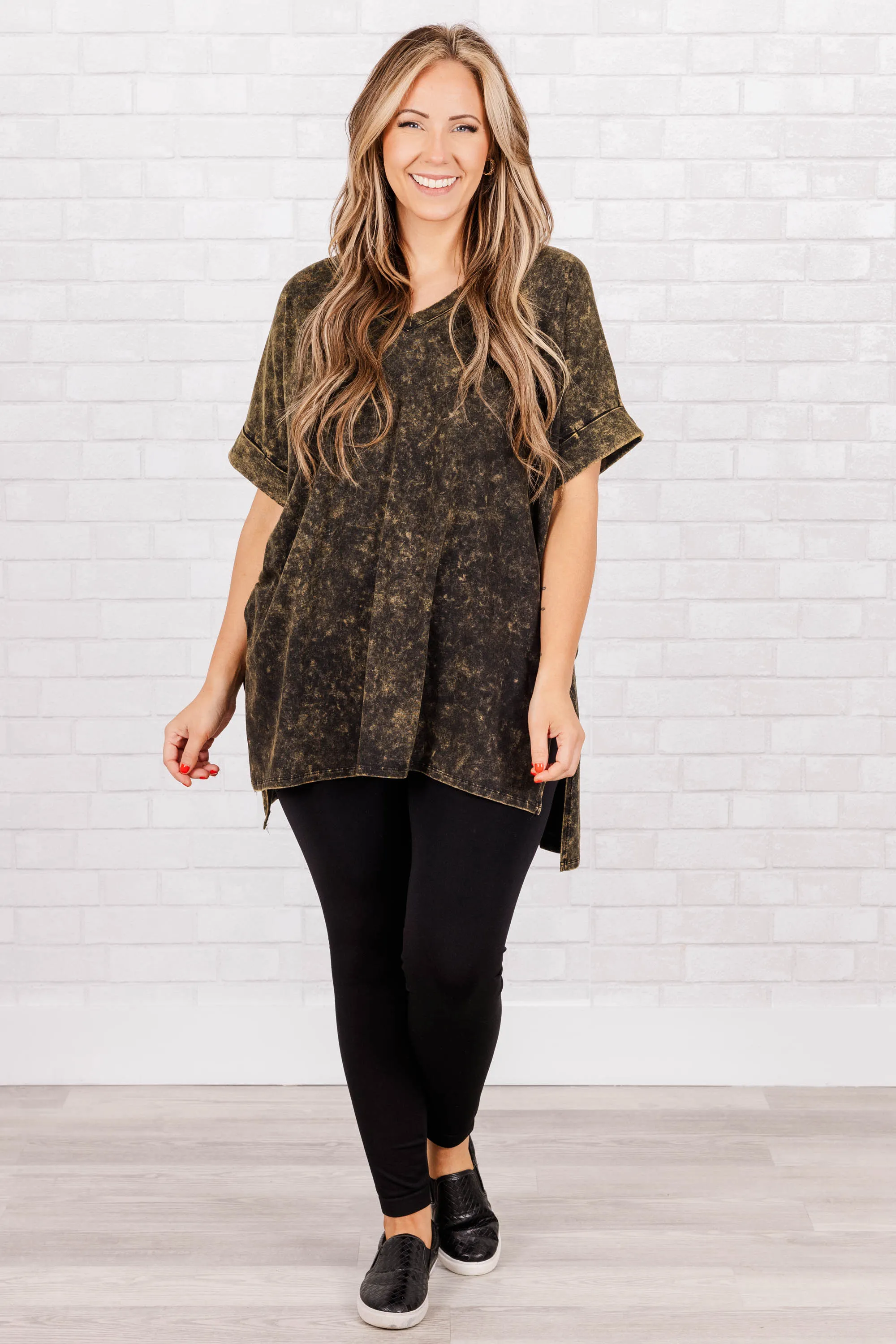 Comfy Olive Mineral Wash Travels Top