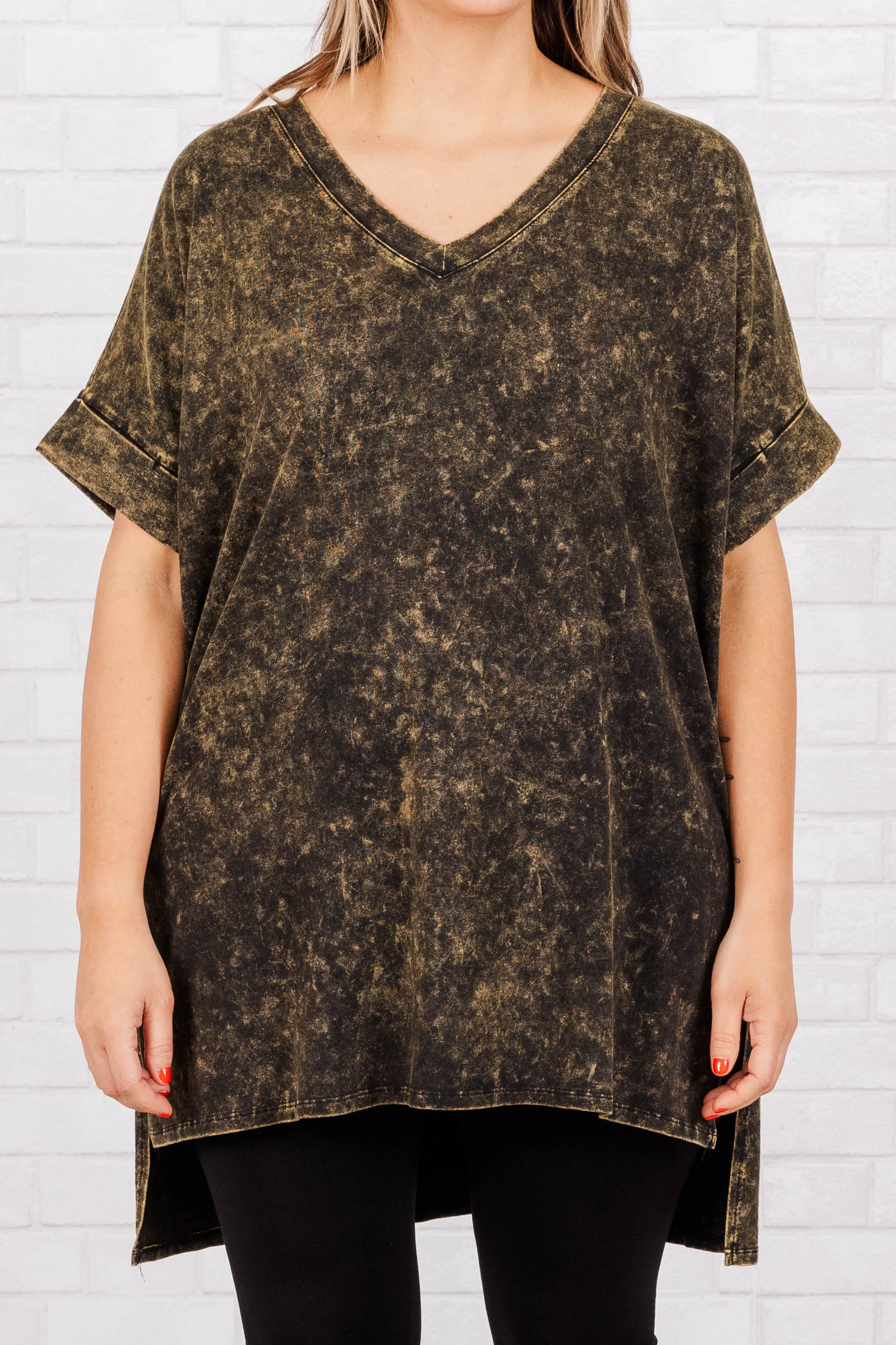 Comfy Olive Mineral Wash Travels Top