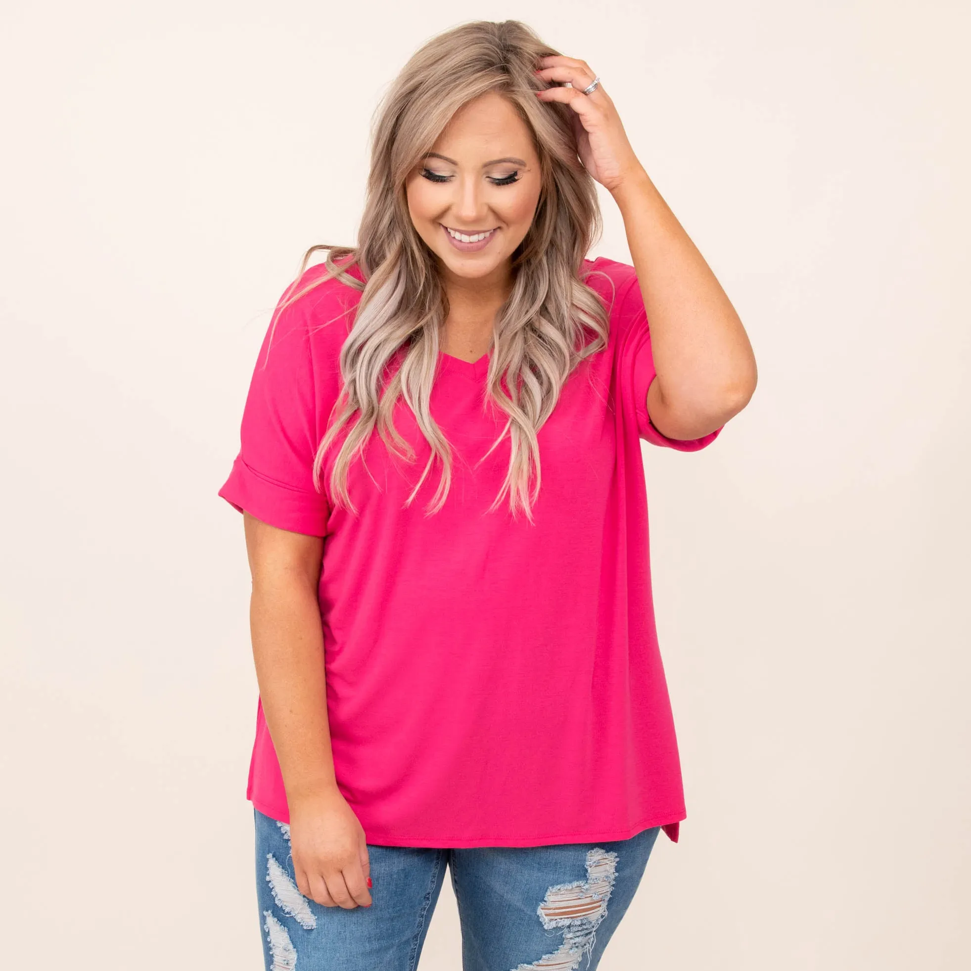 Comfy Travel Top, Fuchsia