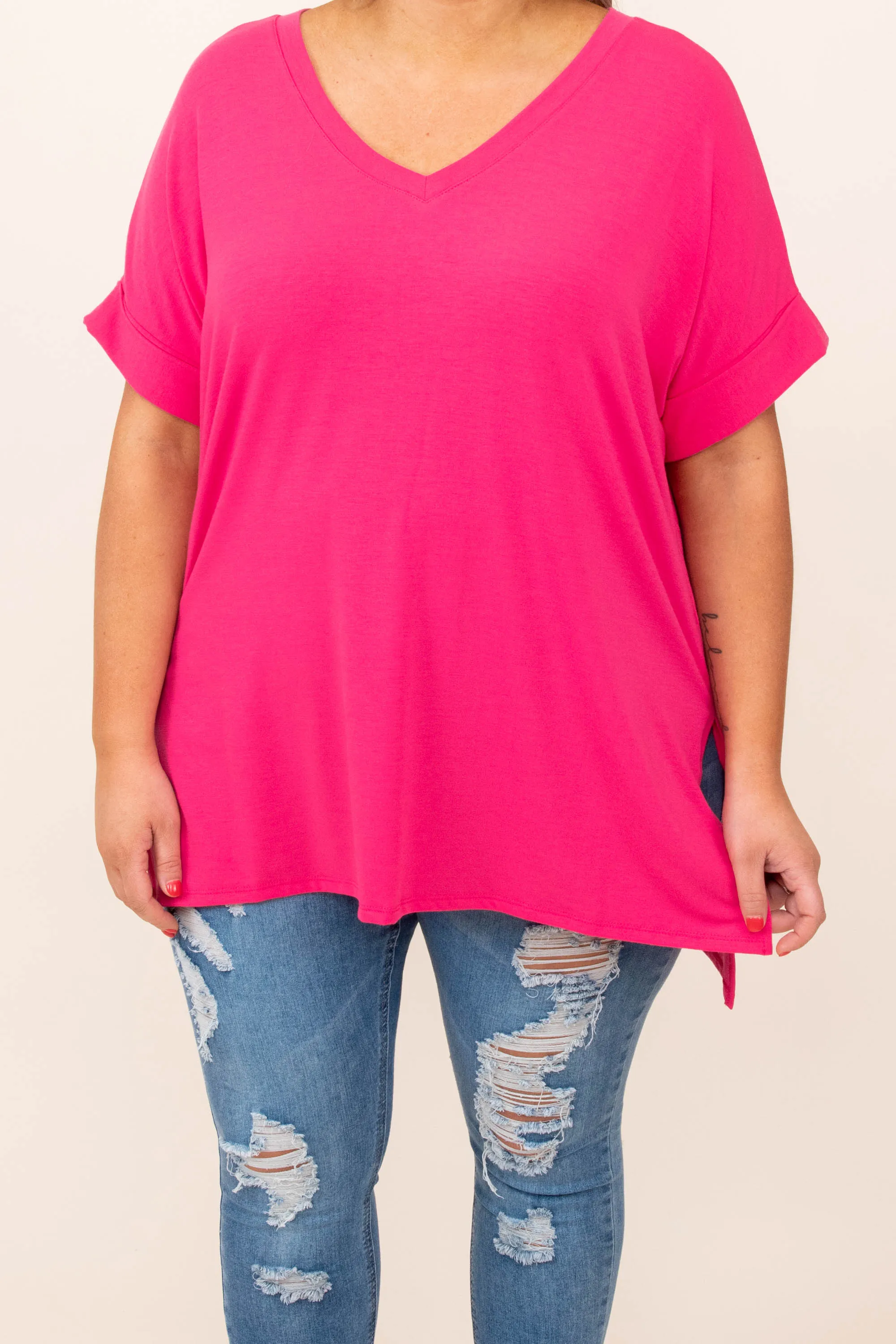 Comfy Travel Top, Fuchsia