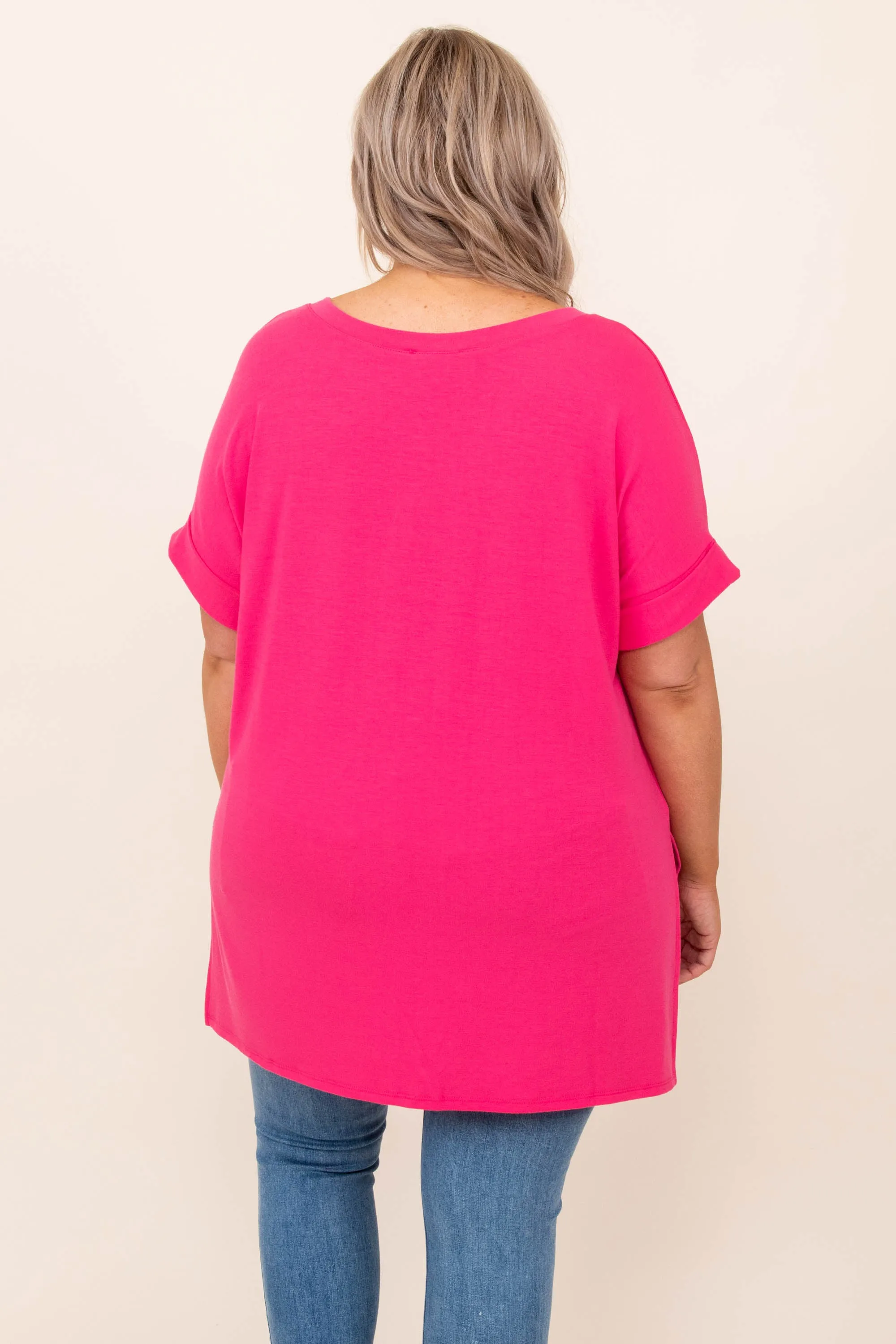 Comfy Travel Top, Fuchsia