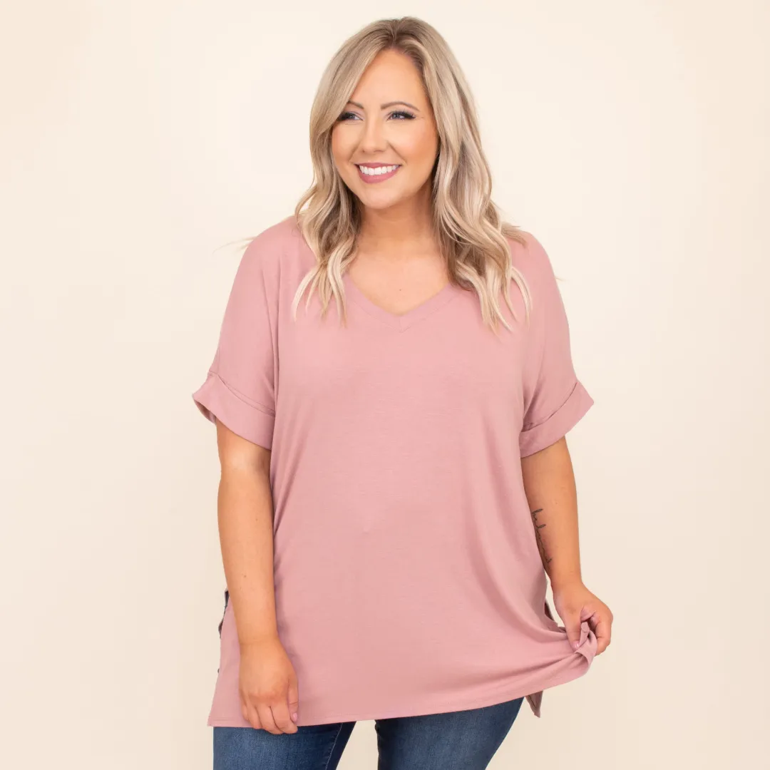 Comfy Travel Top, Light Rose