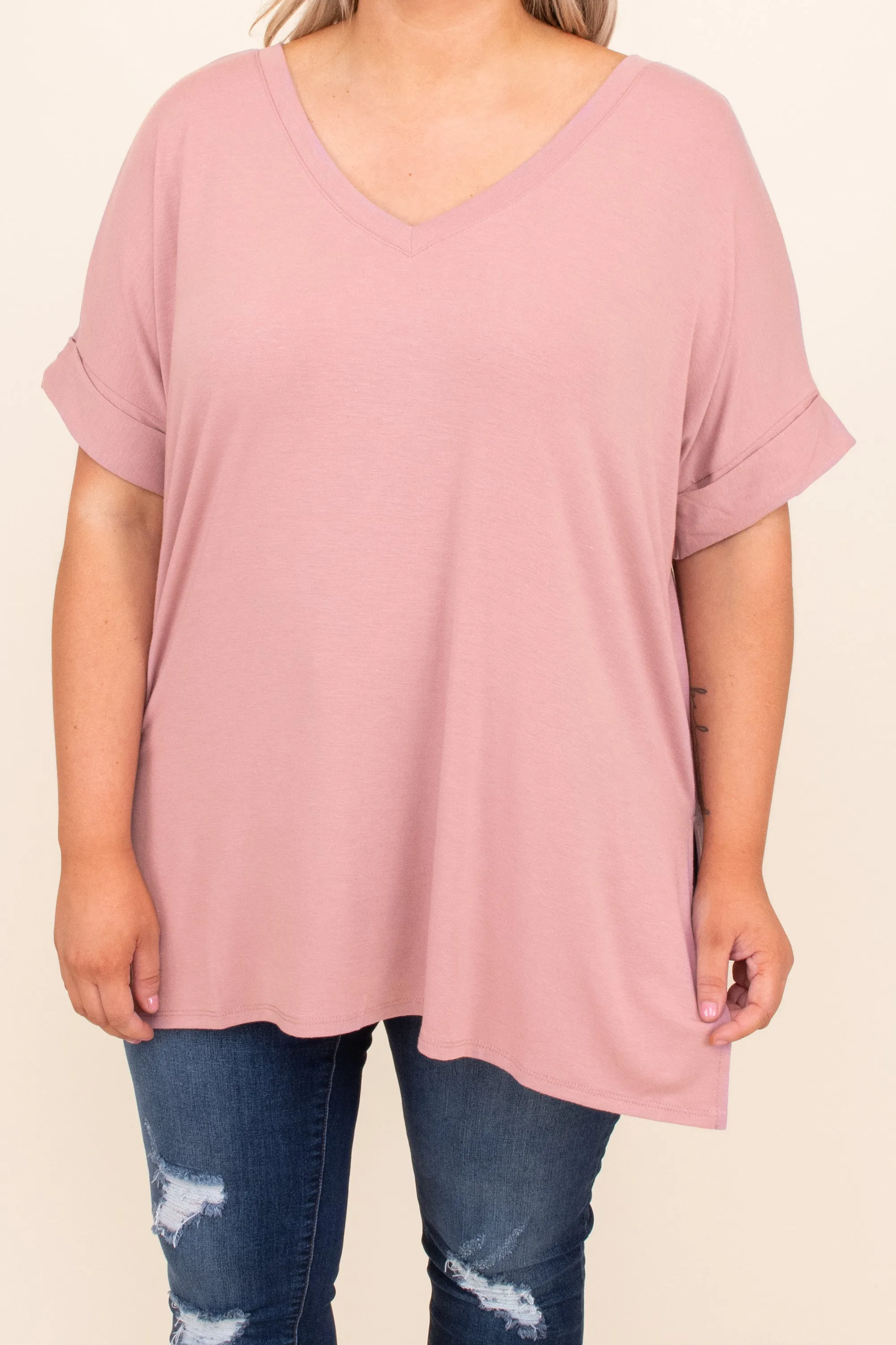 Comfy Travel Top, Light Rose