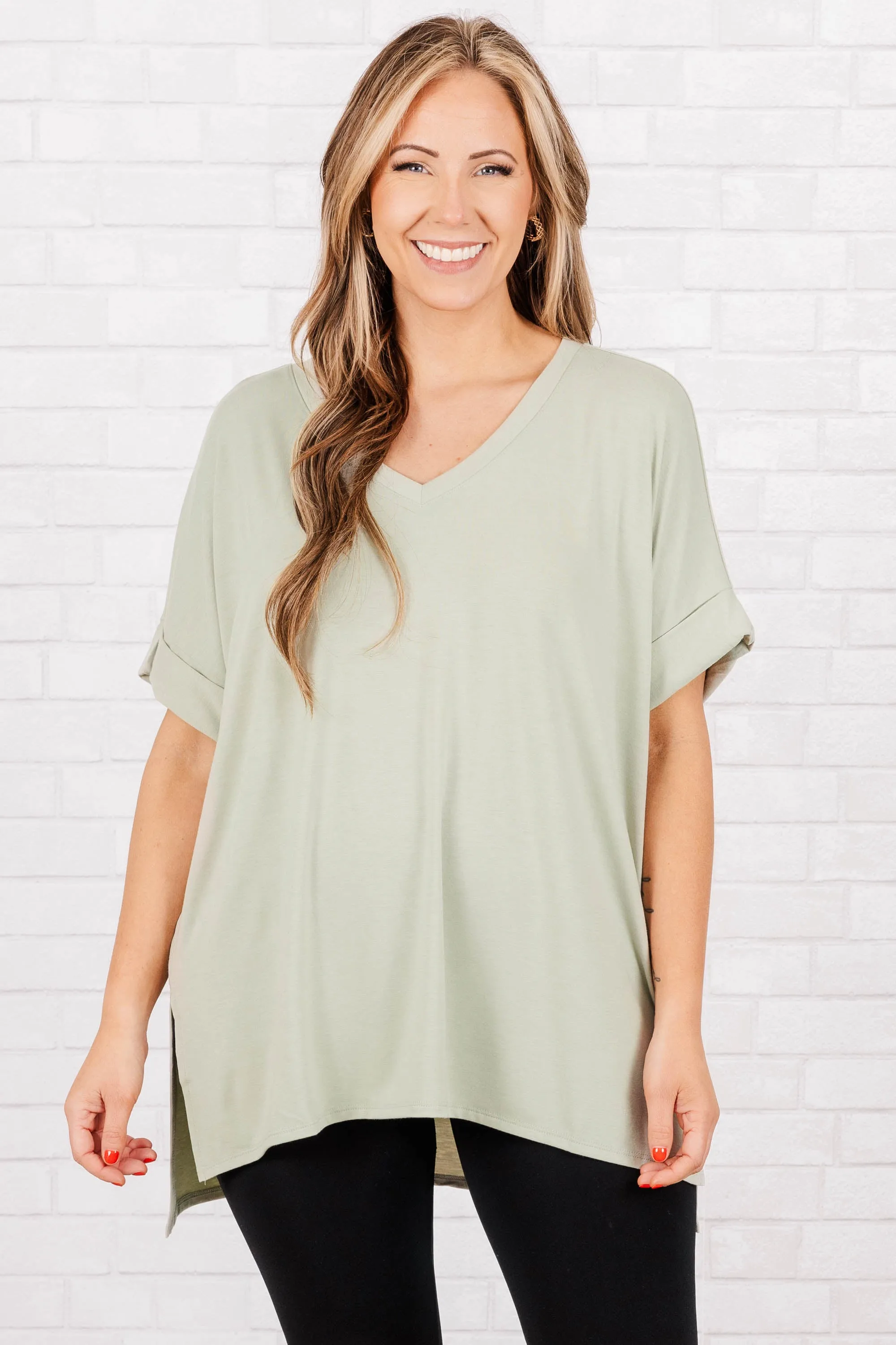 Comfy Travel Top, Light Sage