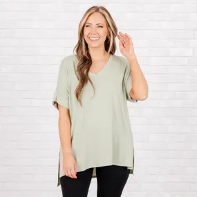 Comfy Travel Top, Light Sage