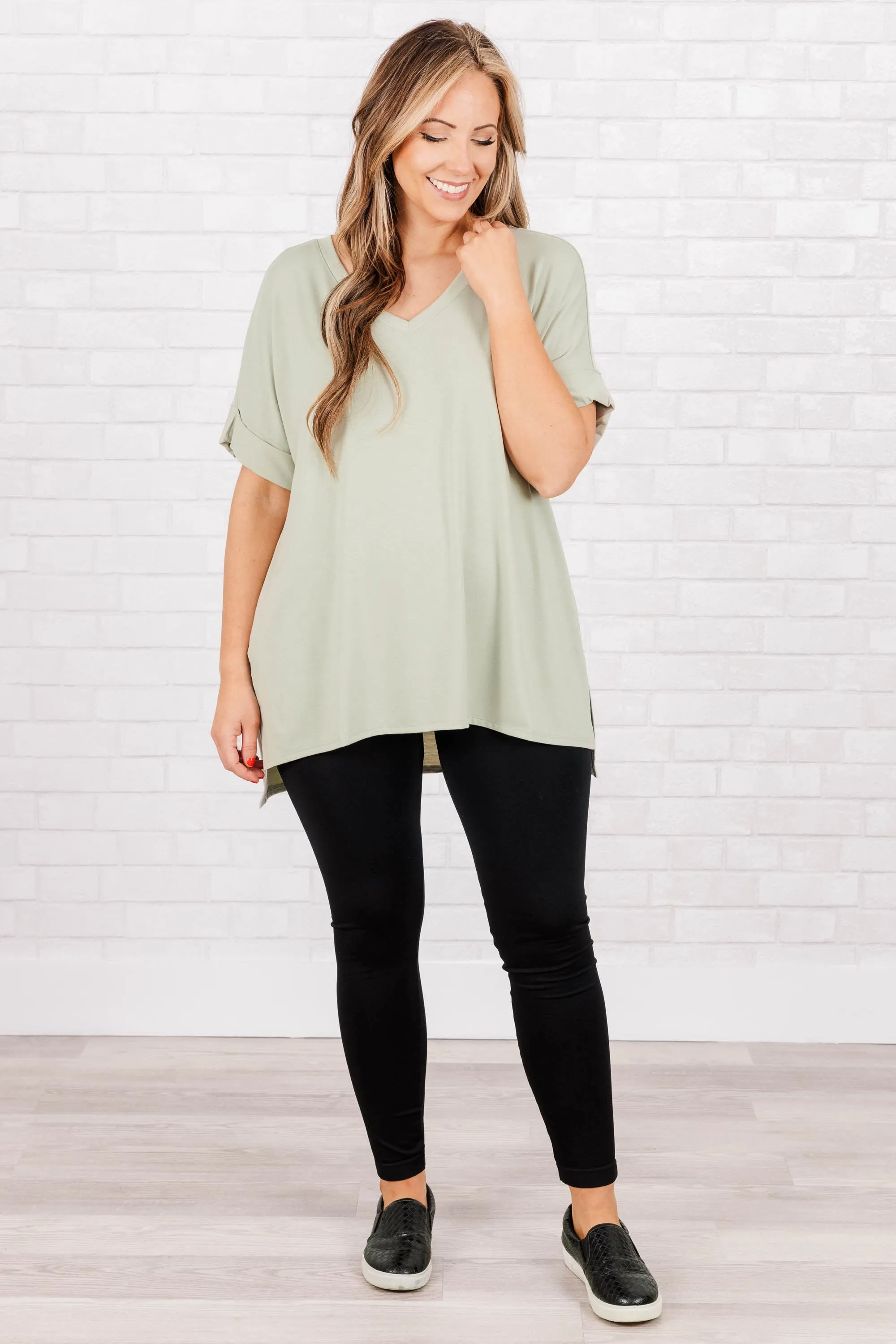 Comfy Travel Top, Light Sage