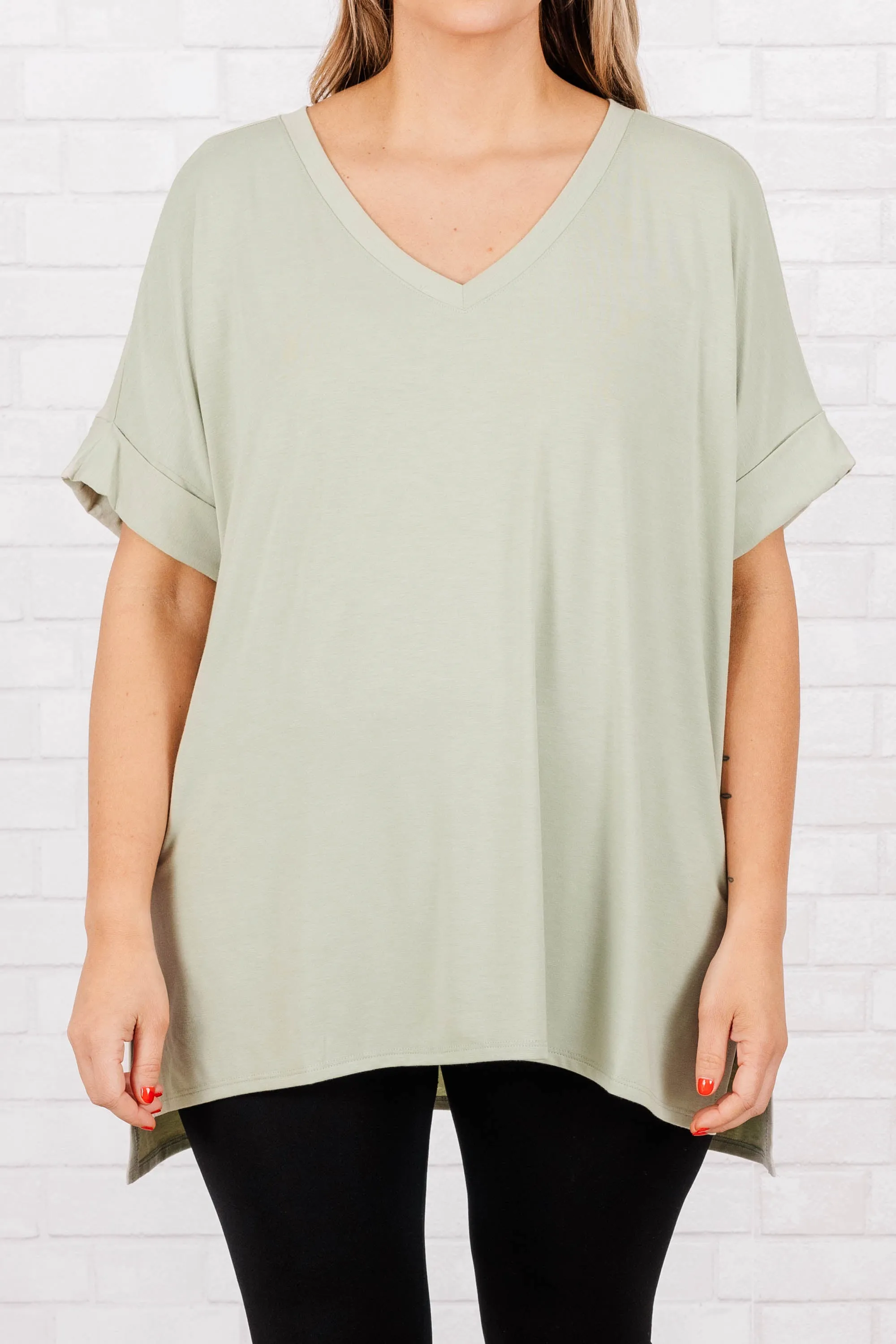 Comfy Travel Top, Light Sage