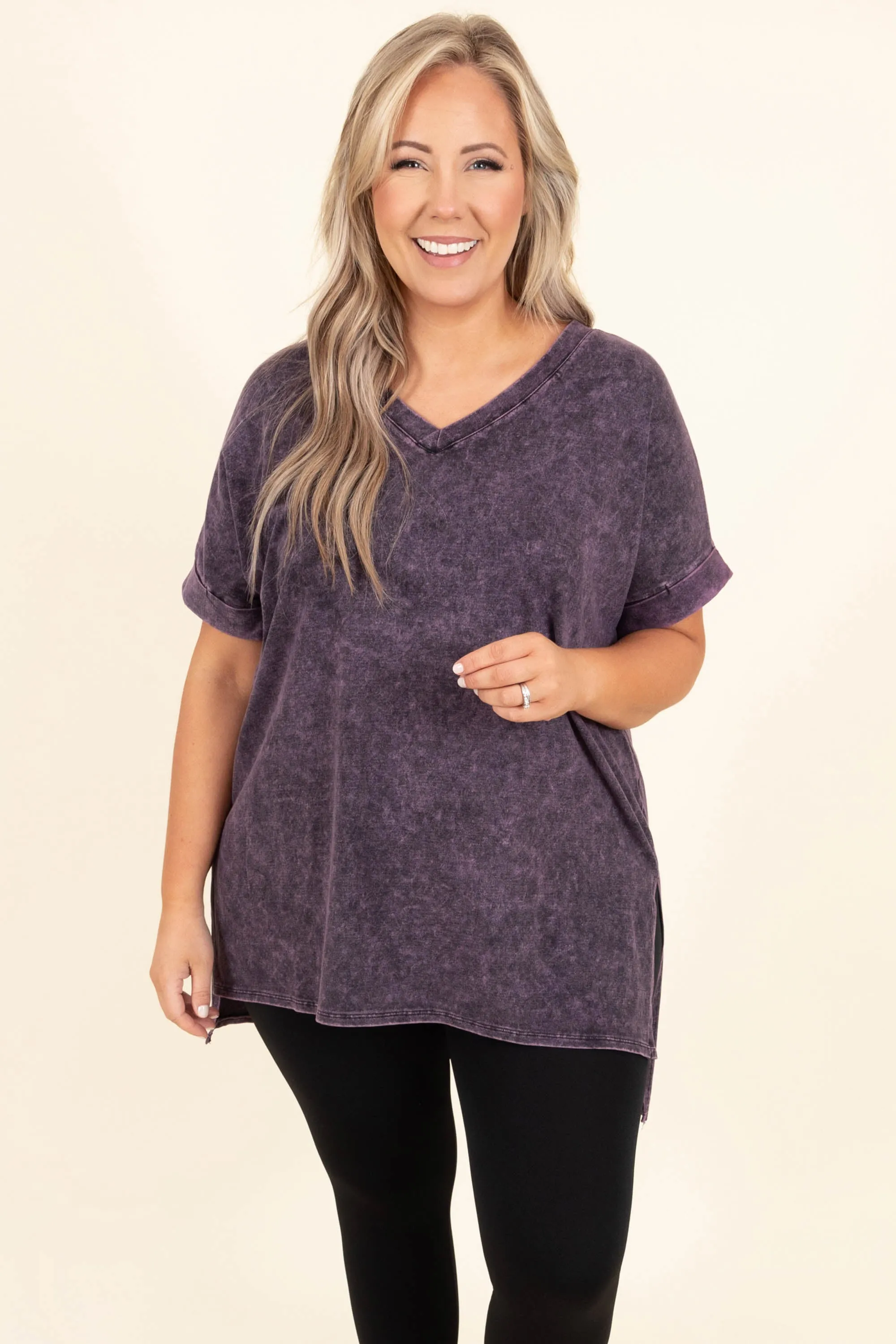 Comfy Travels Top, Blackberry Mineral Wash