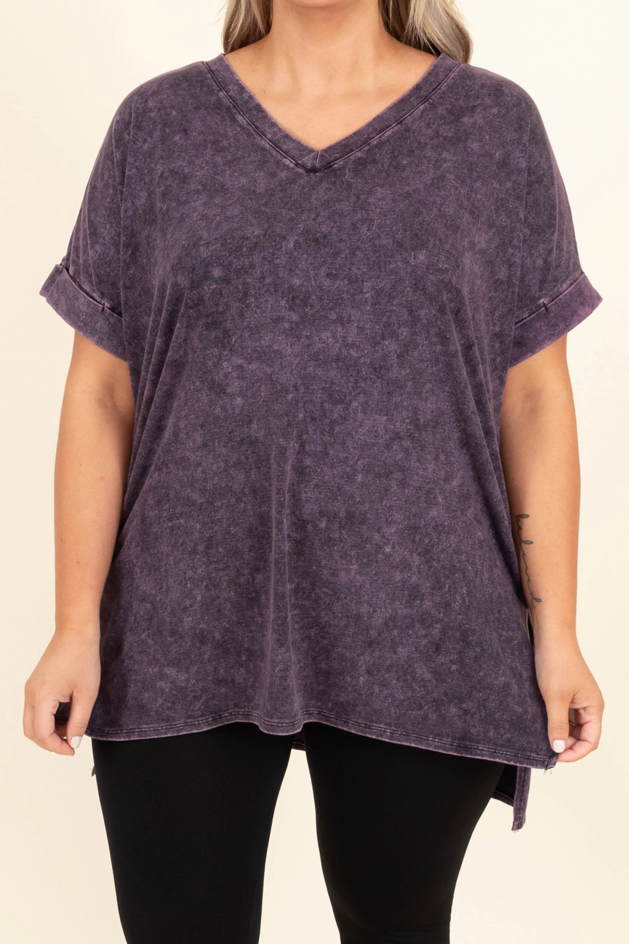 Comfy Travels Top, Blackberry Mineral Wash