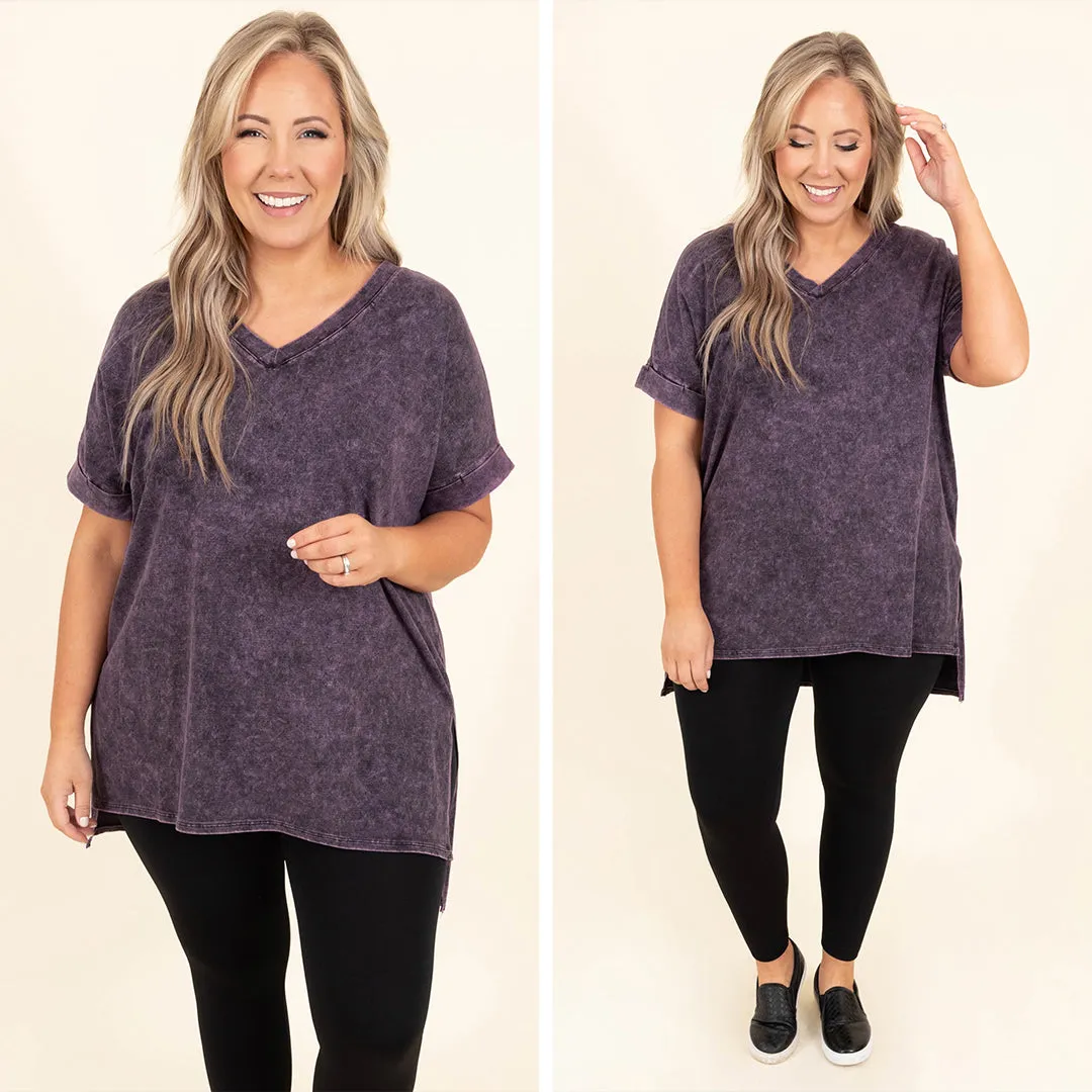 Comfy Travels Top, Blackberry Mineral Wash