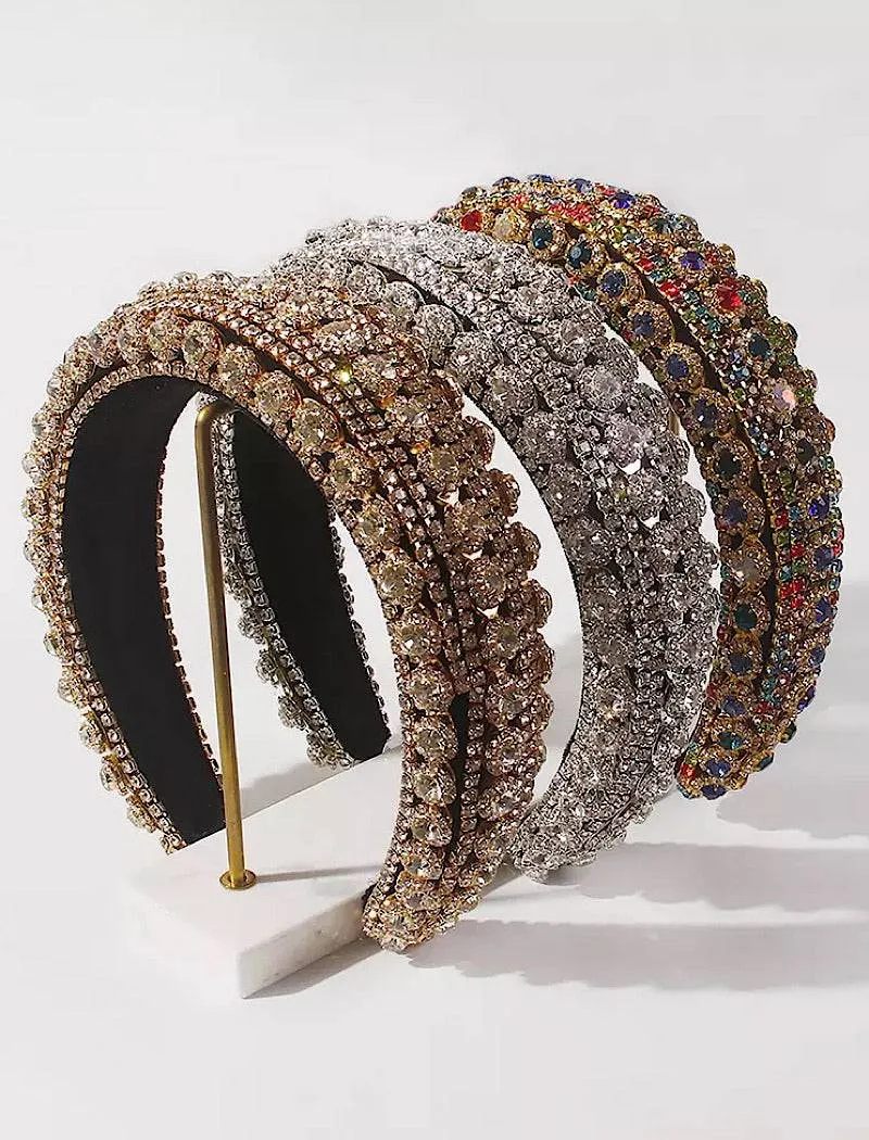 Crystal Padded Hairband with Multiple Colors