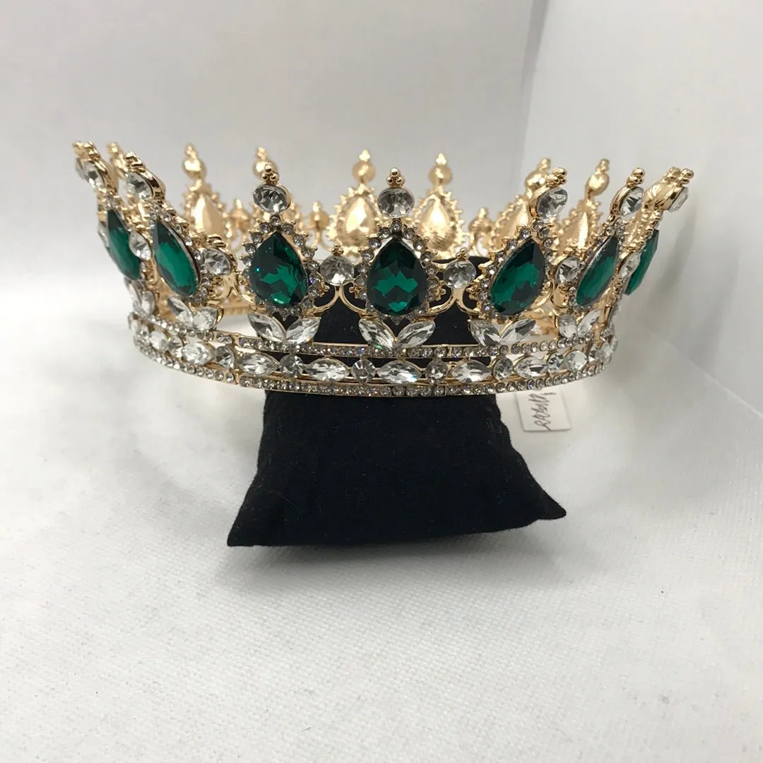 Crystalline Queen crown featuring green gemstone