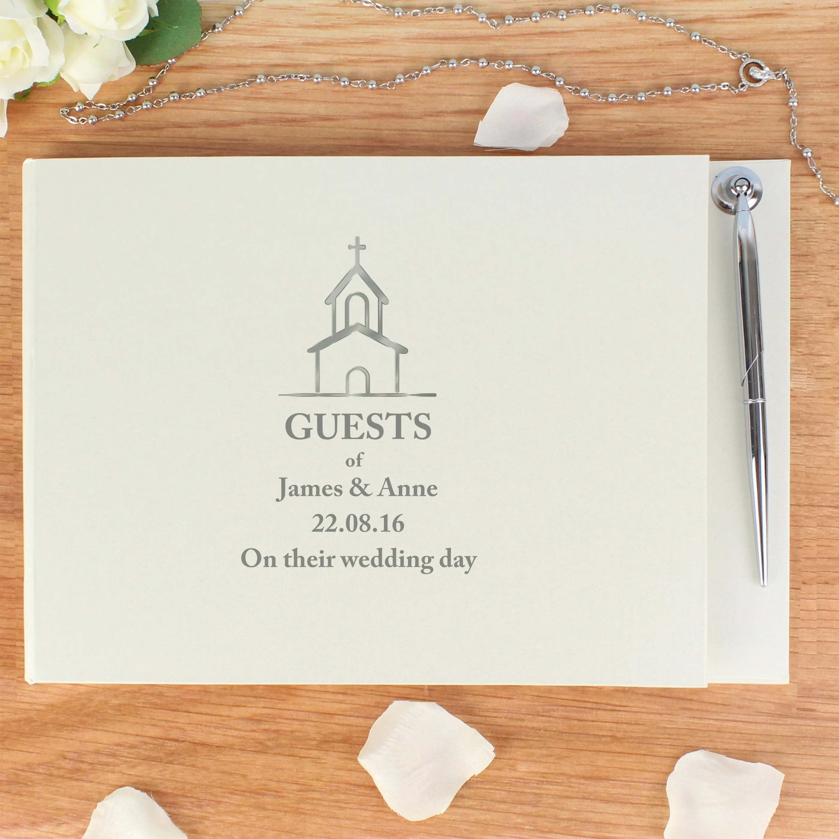 Custom Church Design Hardcover Guest Book & Pen