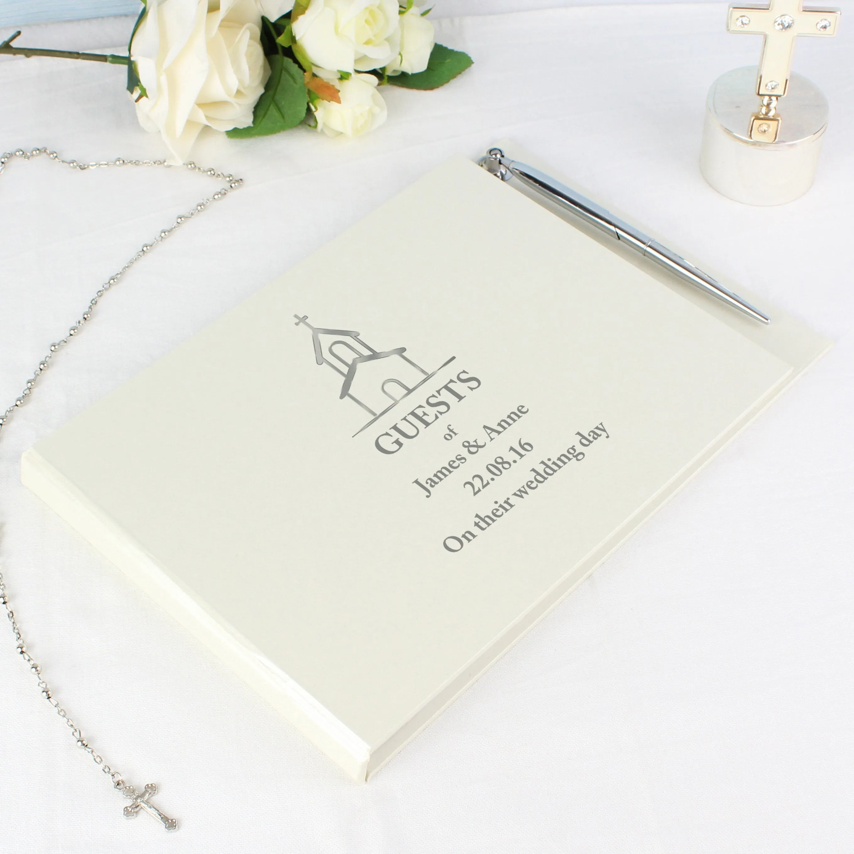 Custom Church Design Hardcover Guest Book & Pen