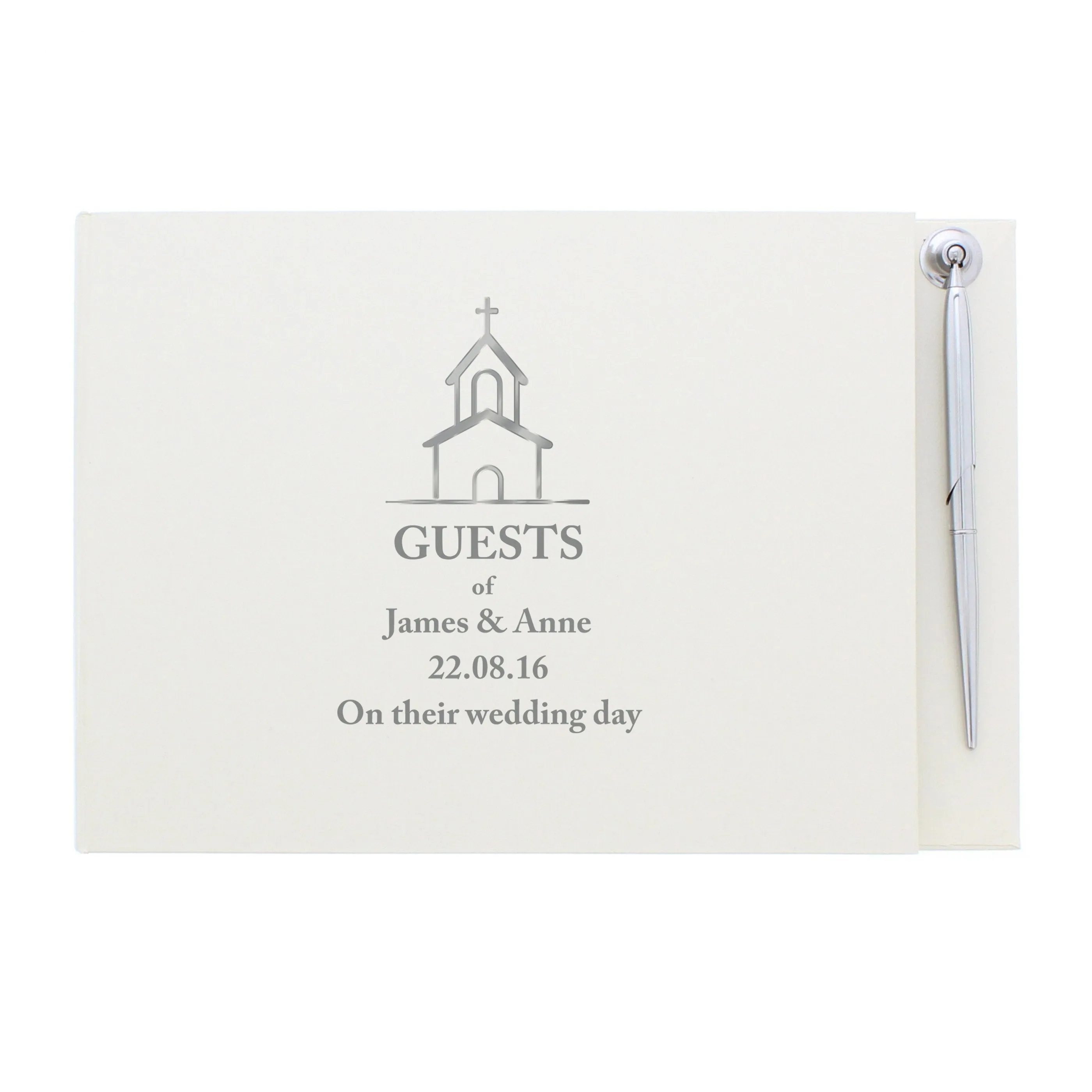 Custom Church Design Hardcover Guest Book & Pen