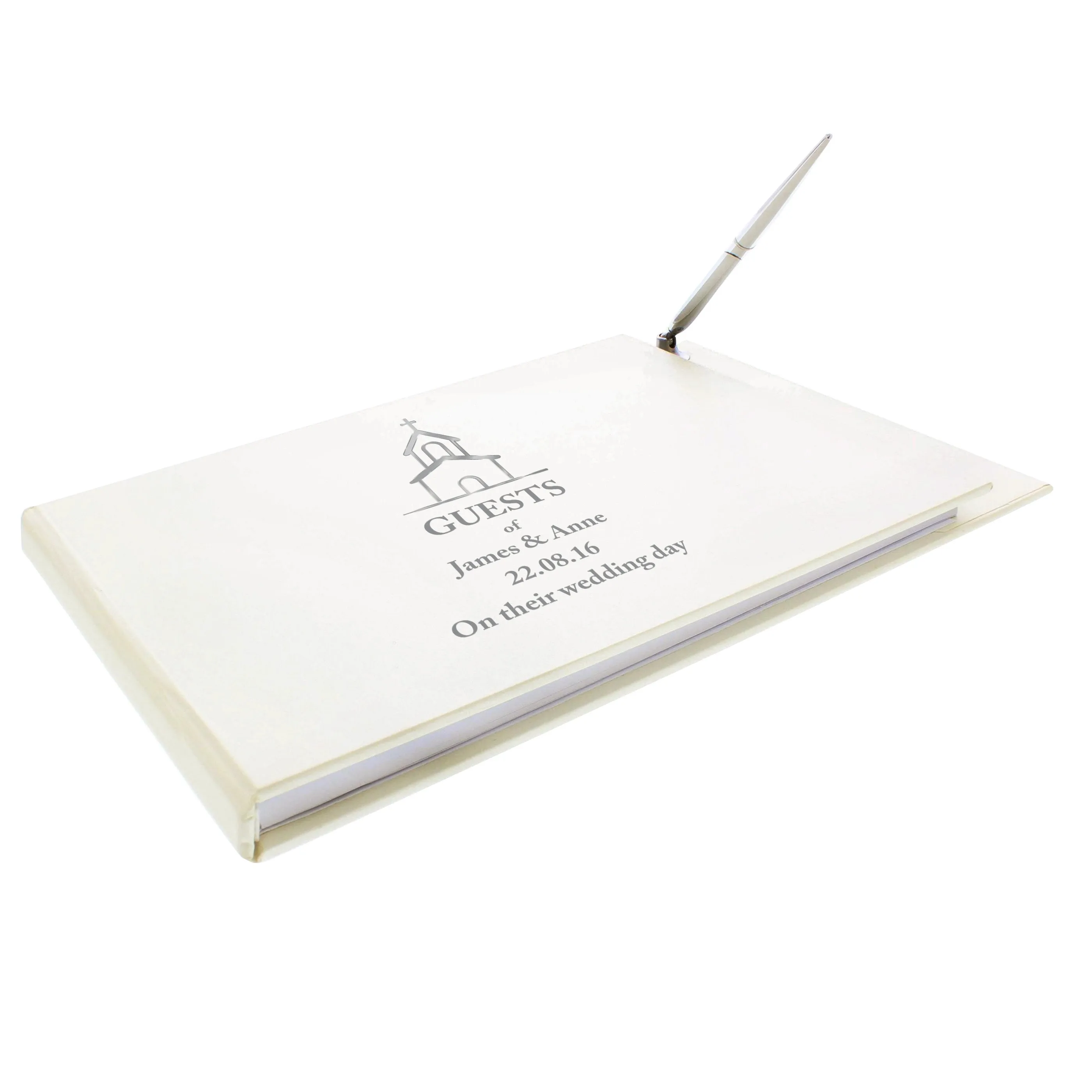 Custom Church Design Hardcover Guest Book & Pen