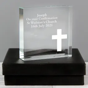 Custom Engraved Large Crystal Cross Decoration