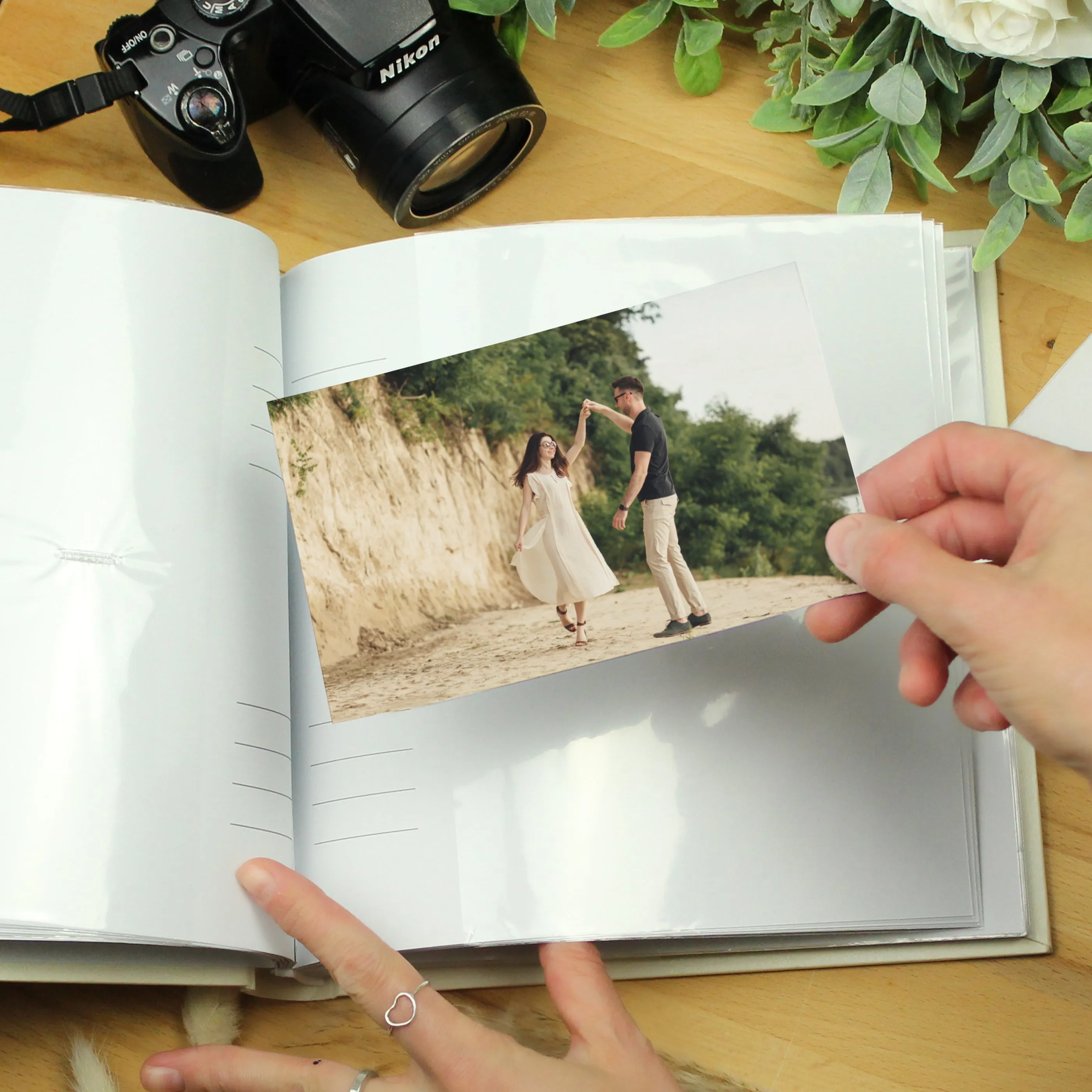 Custom Gold Heart Couples Square Photo Album