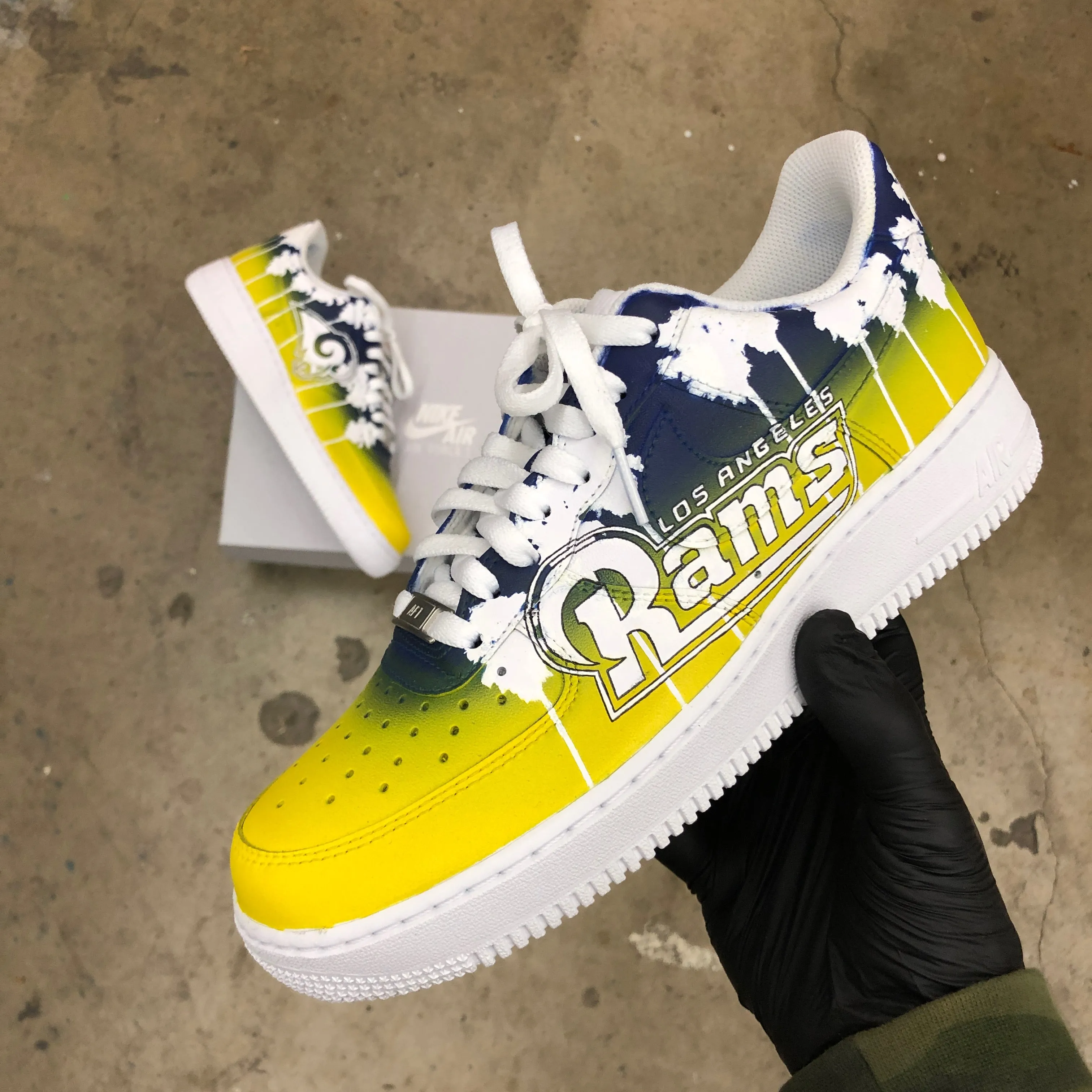 Custom Los Angeles Rams Nike Air Force 1 Low - Hand Painted Football Theme