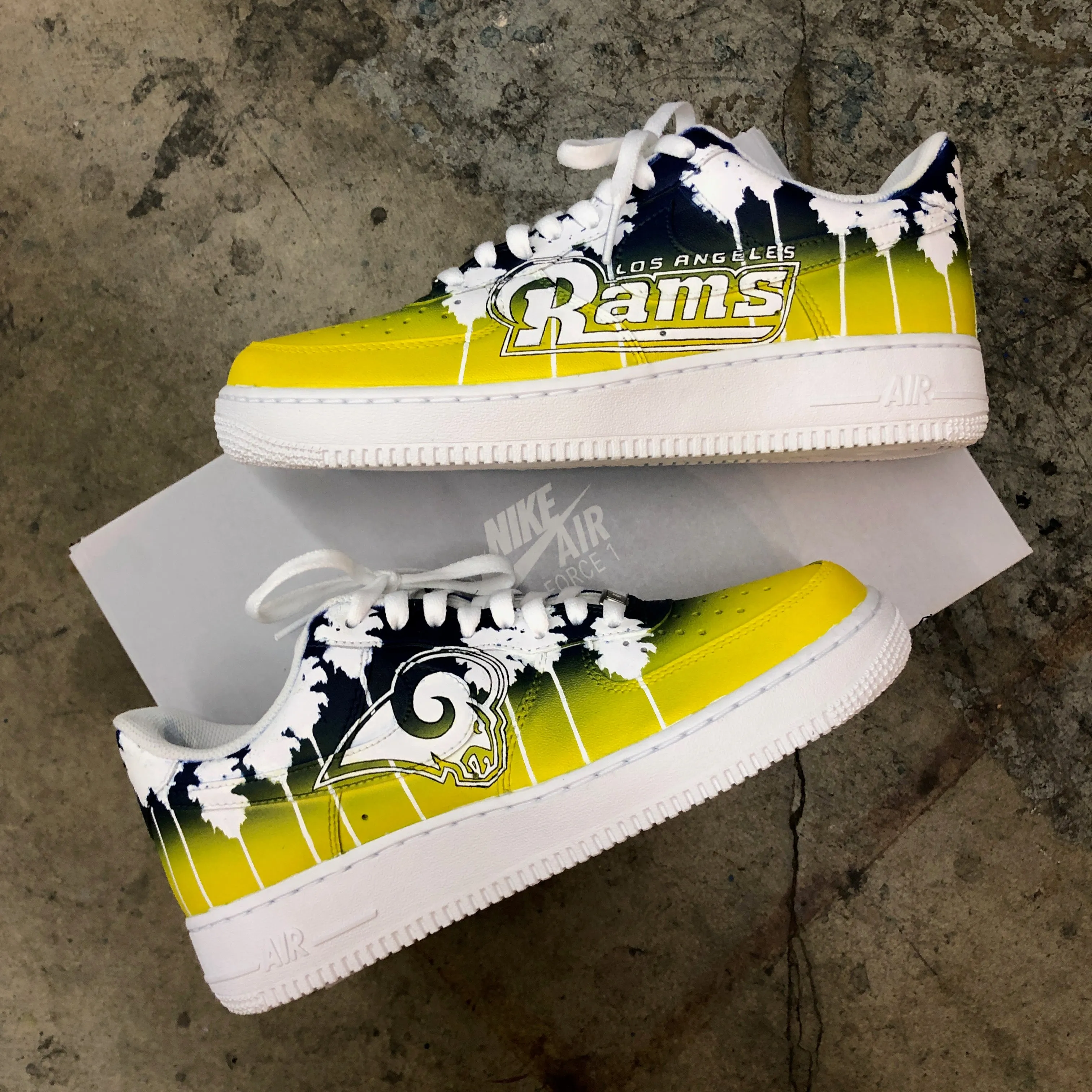 Custom Los Angeles Rams Nike Air Force 1 Low - Hand Painted Football Theme