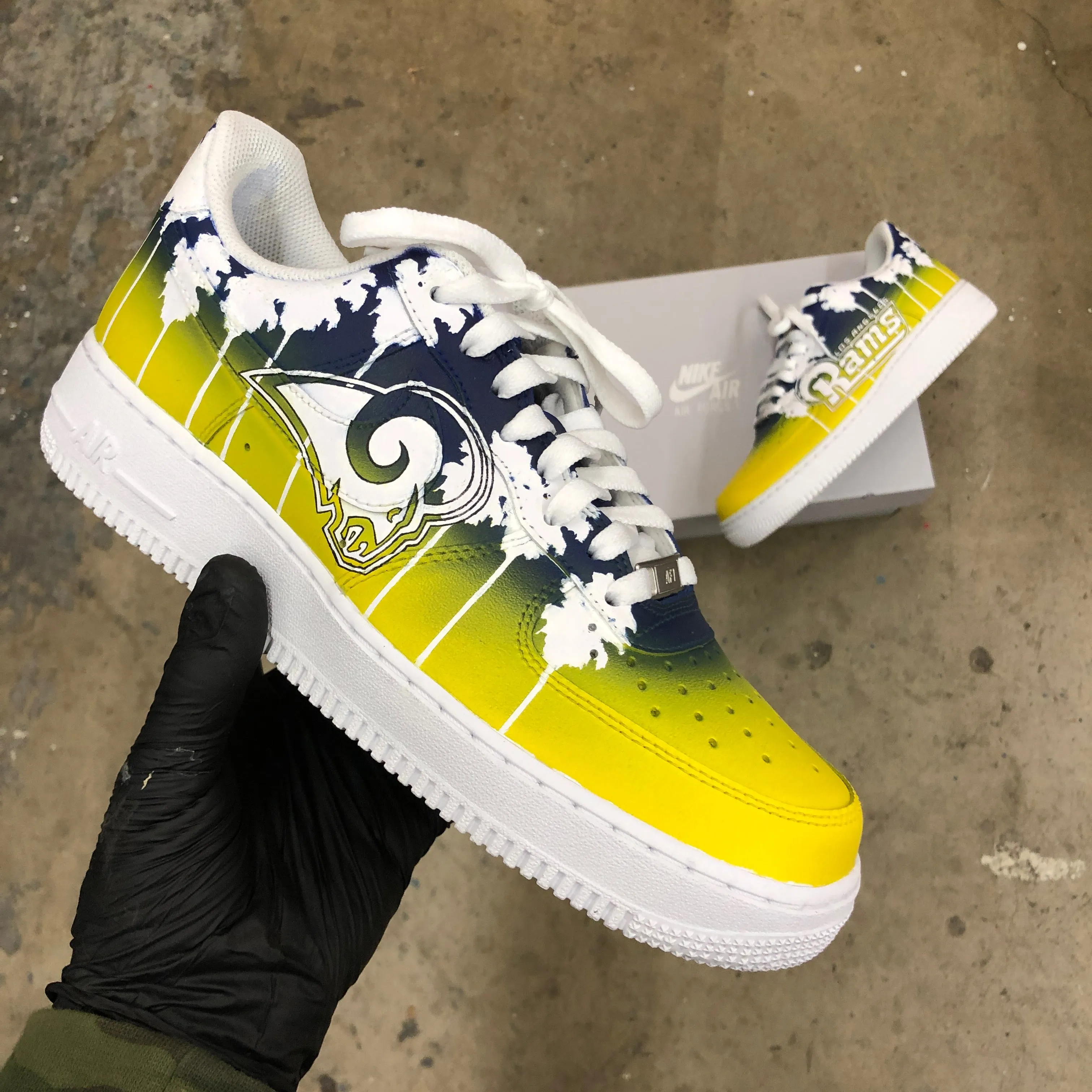 Custom Los Angeles Rams Nike Air Force 1 Low - Hand Painted Football Theme