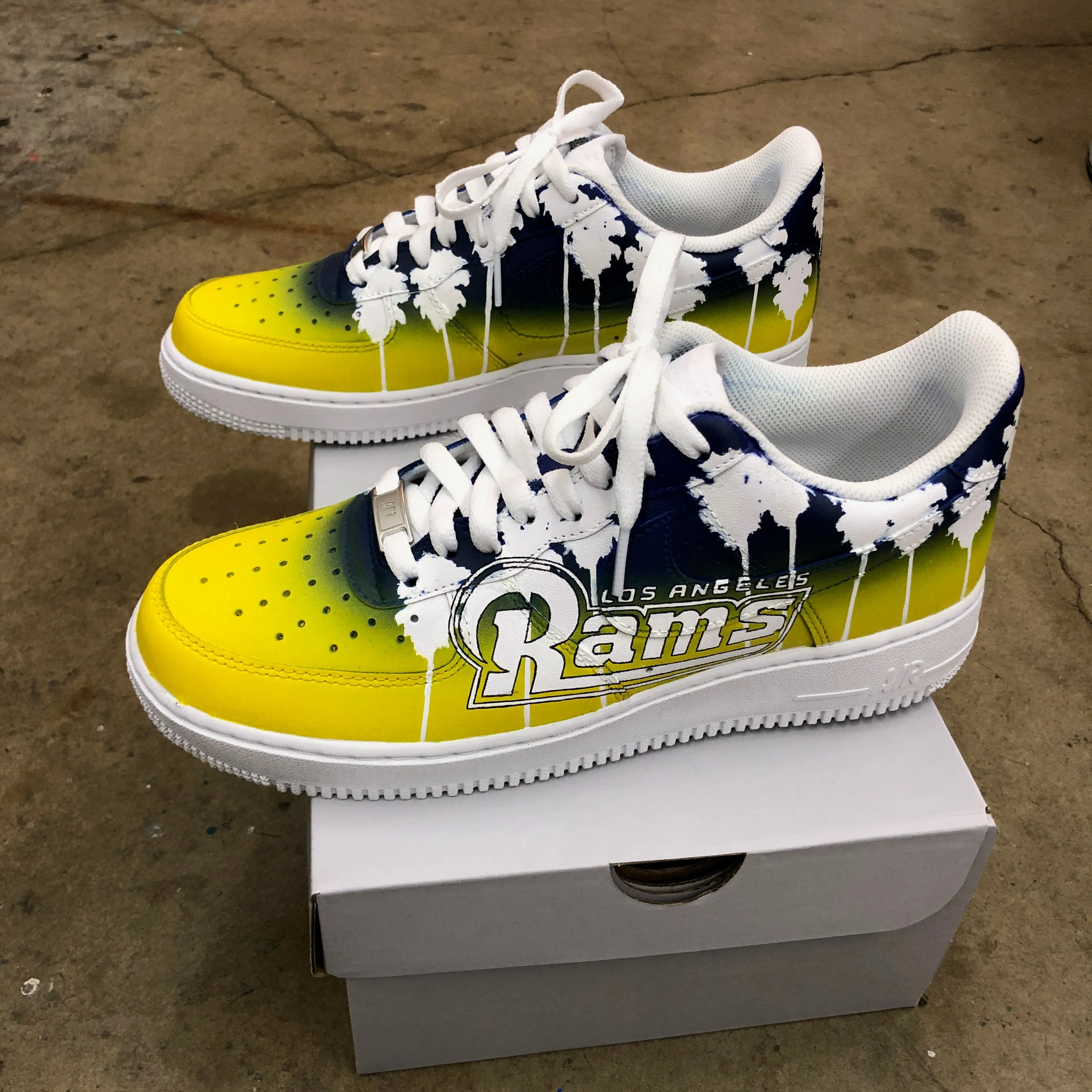 Custom Los Angeles Rams Nike Air Force 1 Low - Hand Painted Football Theme