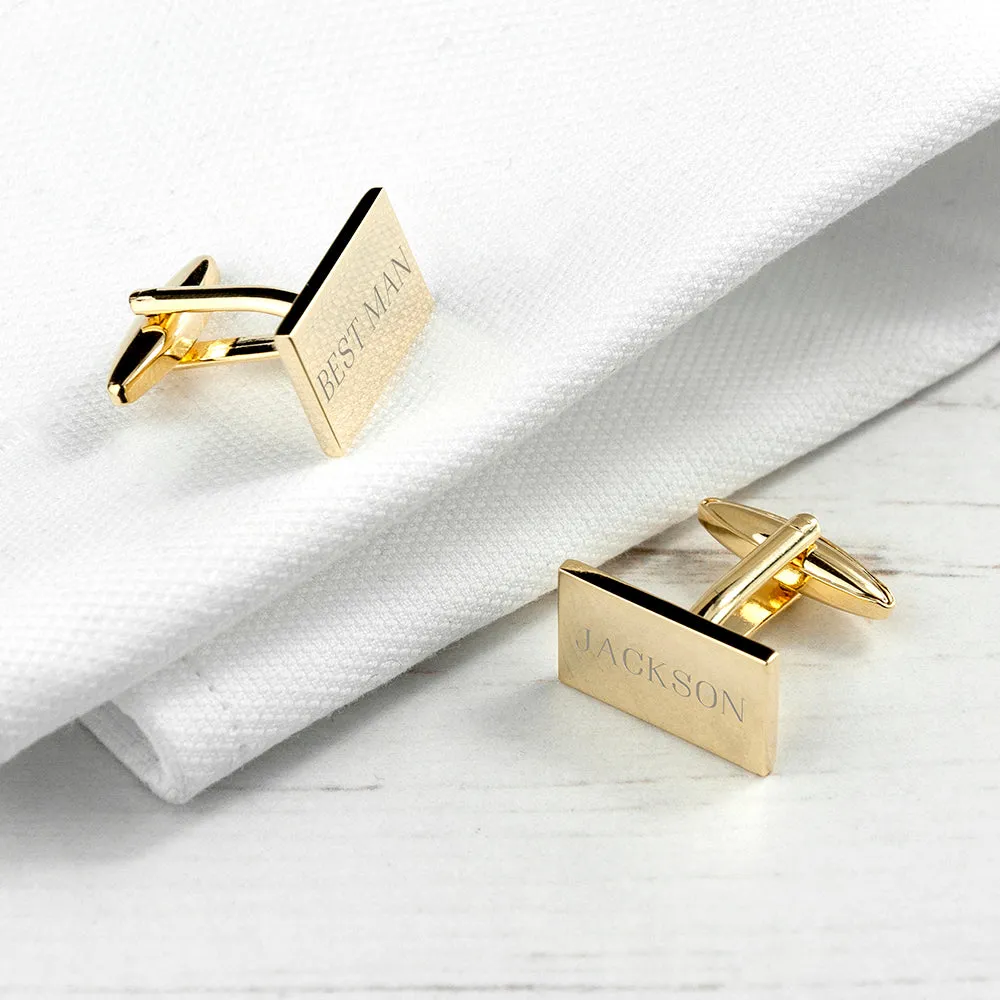 custom rectangular cufflinks gold plated