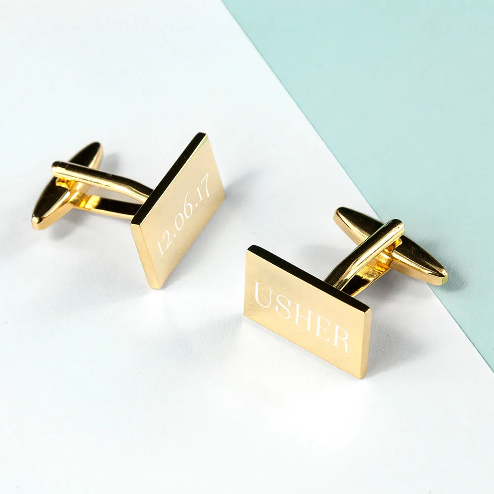 custom rectangular cufflinks gold plated