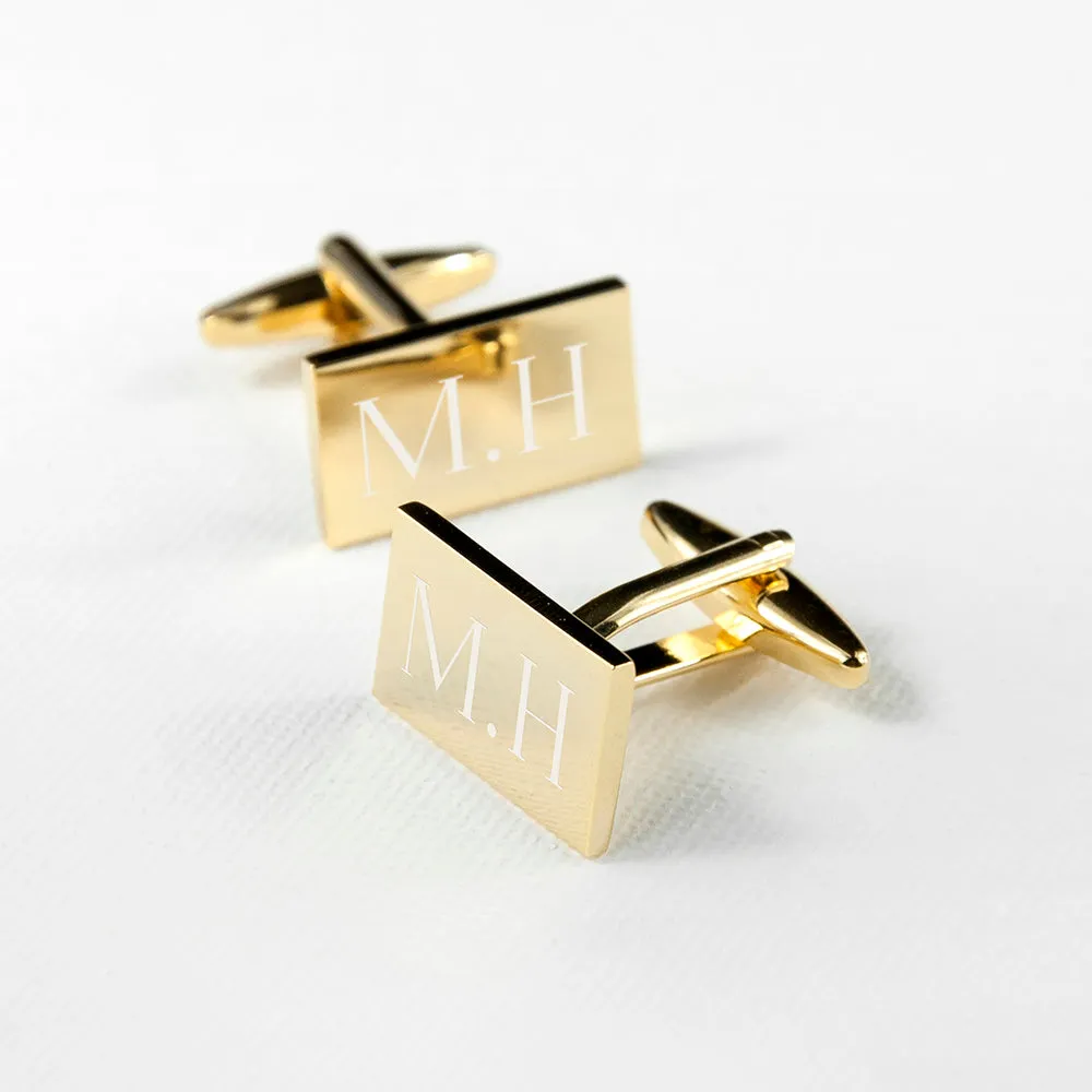 custom rectangular cufflinks gold plated