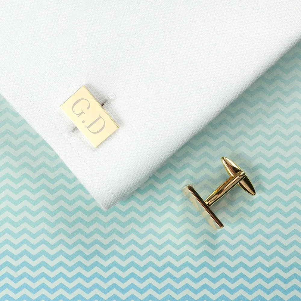 custom rectangular cufflinks gold plated