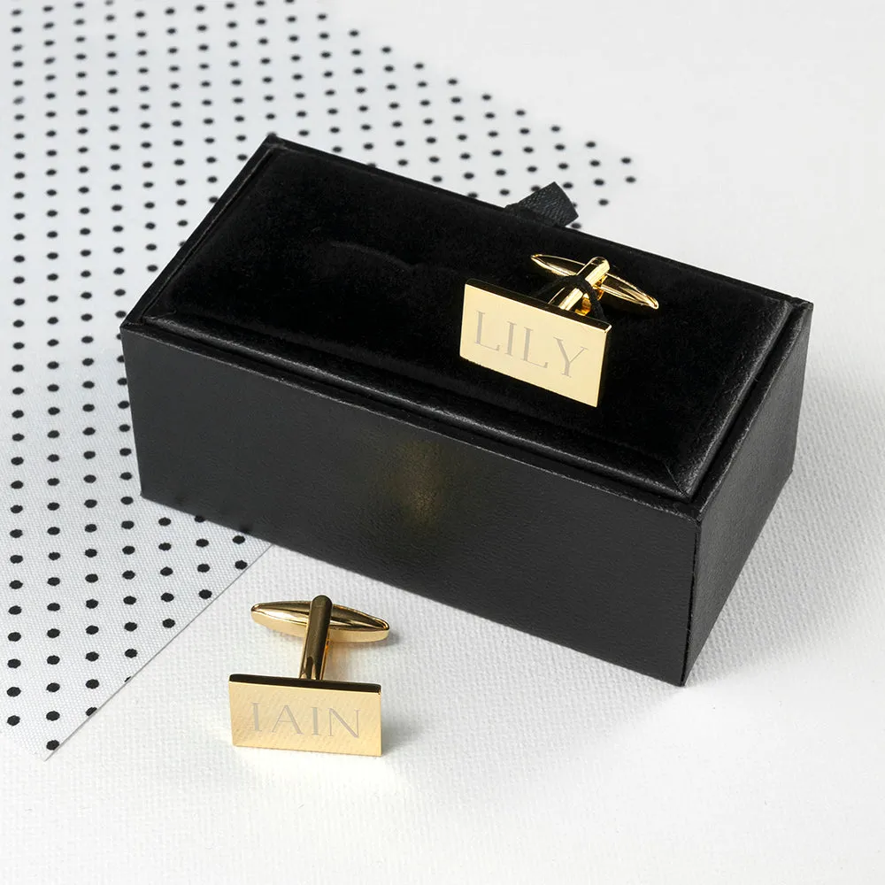 custom rectangular cufflinks gold plated