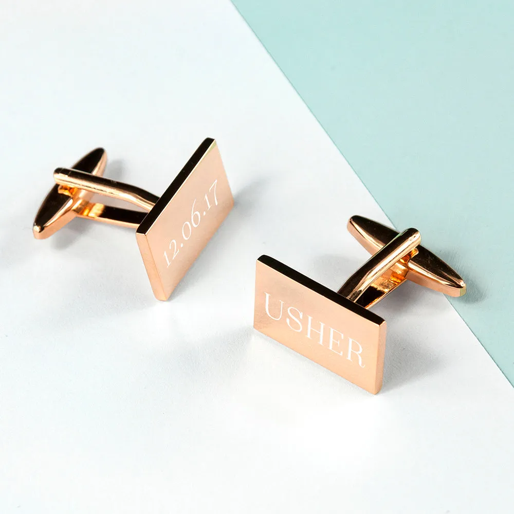 Custom Rose Gold Rectangle Cufflinks