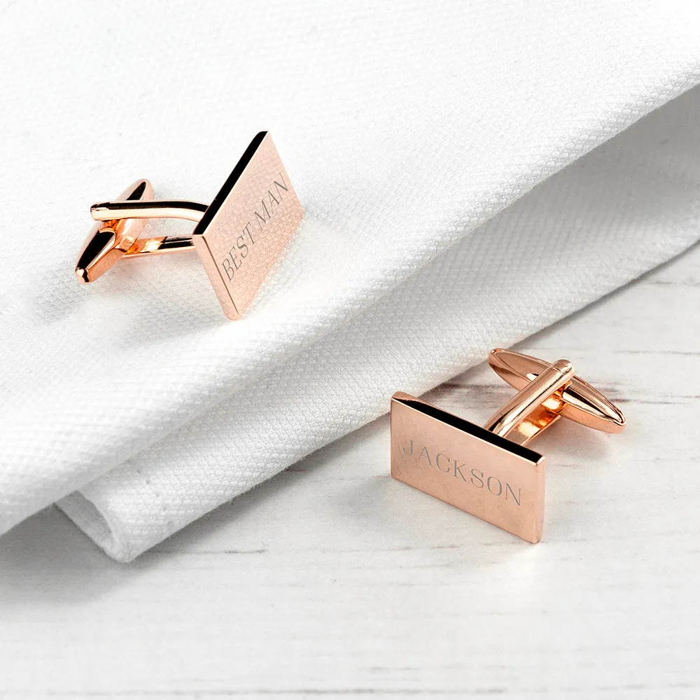 Custom Rose Gold Rectangle Cufflinks