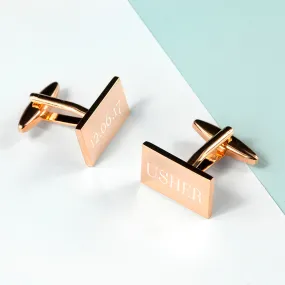 Custom Rose Gold Rectangle Cufflinks