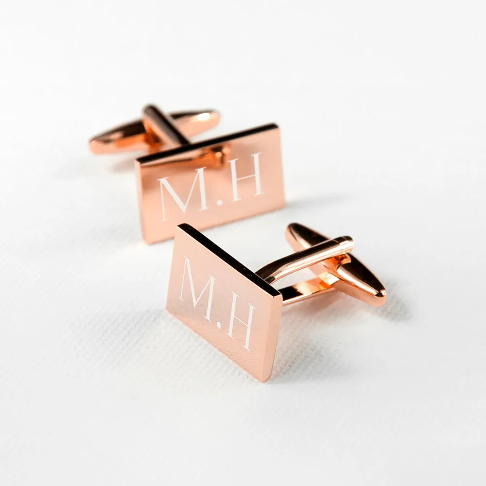 Custom Rose Gold Rectangle Cufflinks