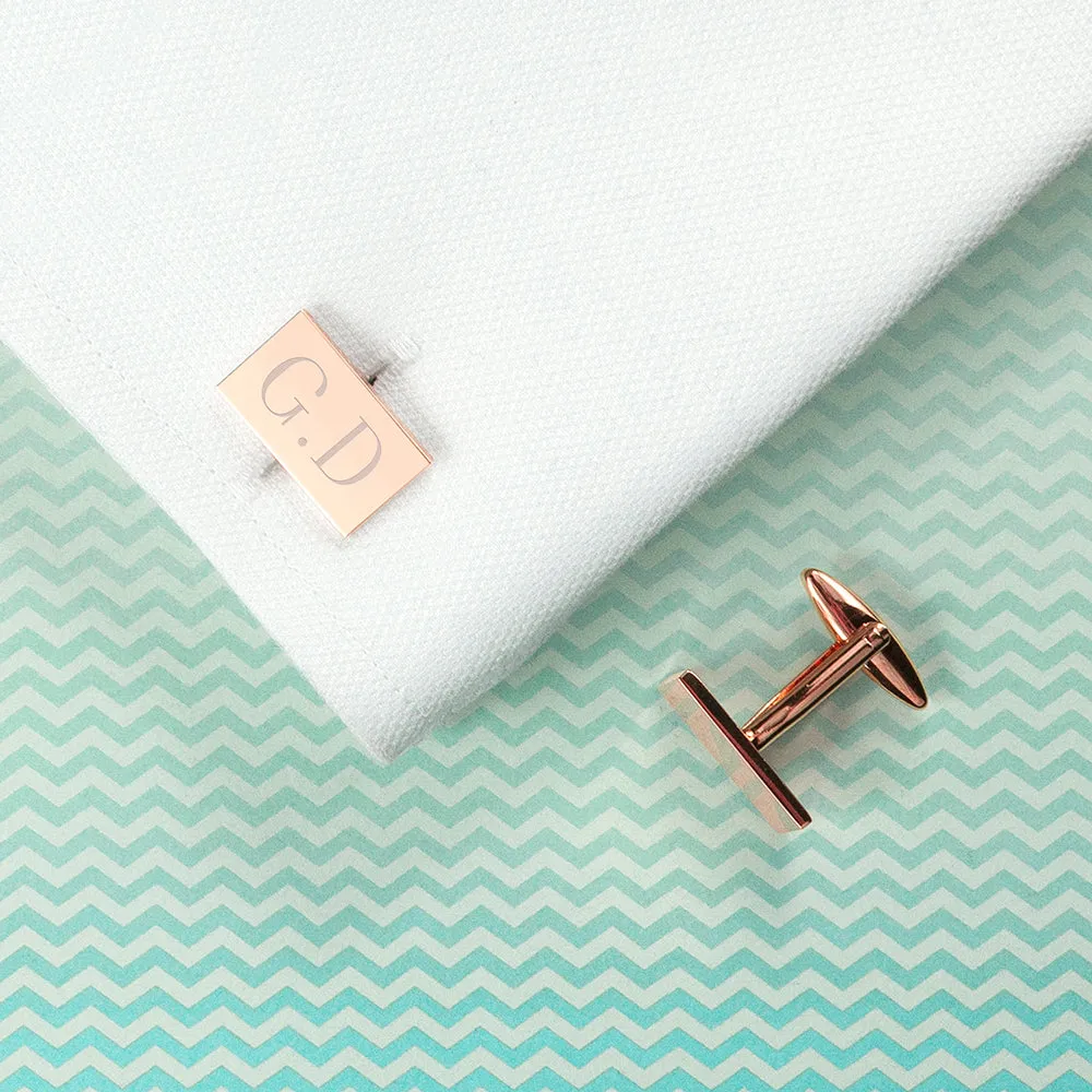 Custom Rose Gold Rectangle Cufflinks