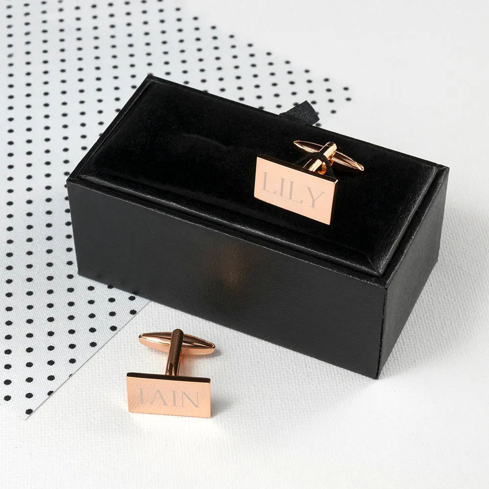 Custom Rose Gold Rectangle Cufflinks