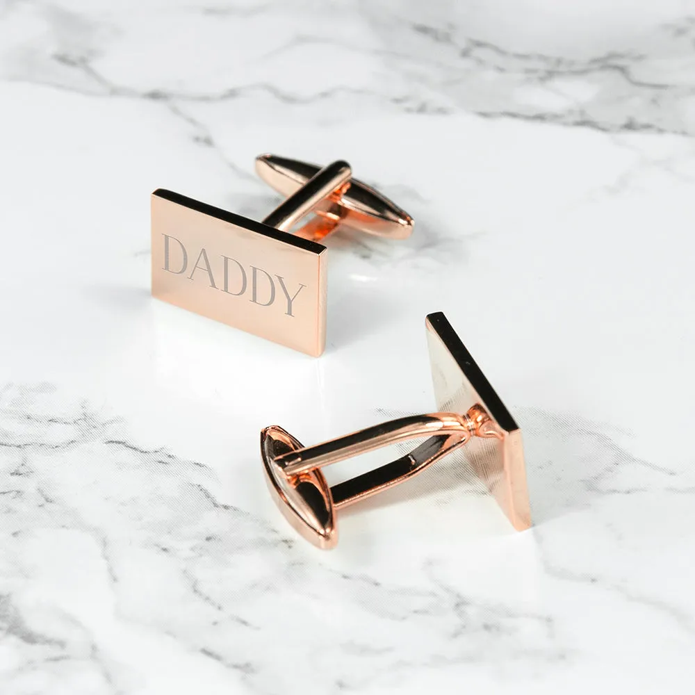 Custom Rose Gold Rectangle Cufflinks