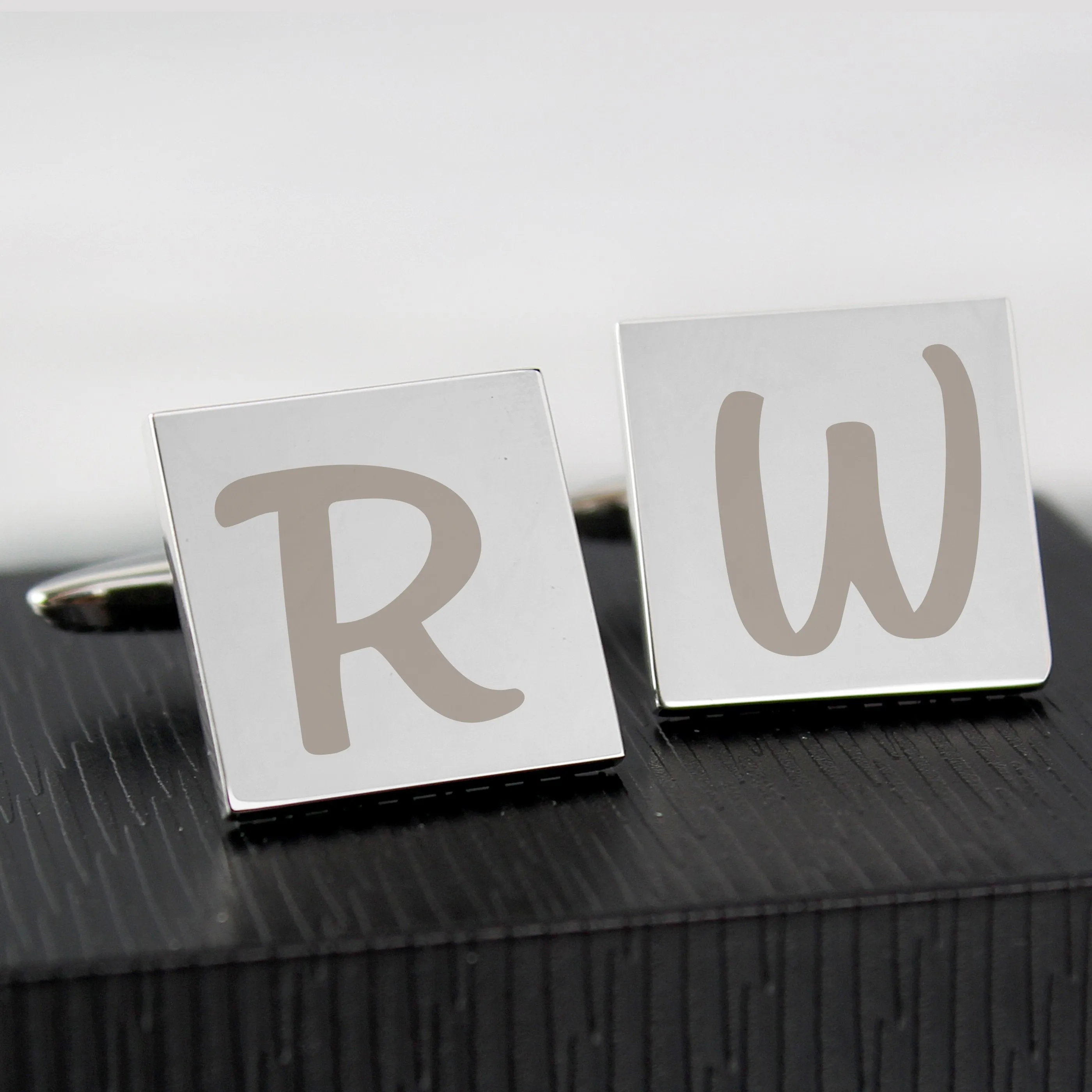 Custom Square Initial Cufflinks