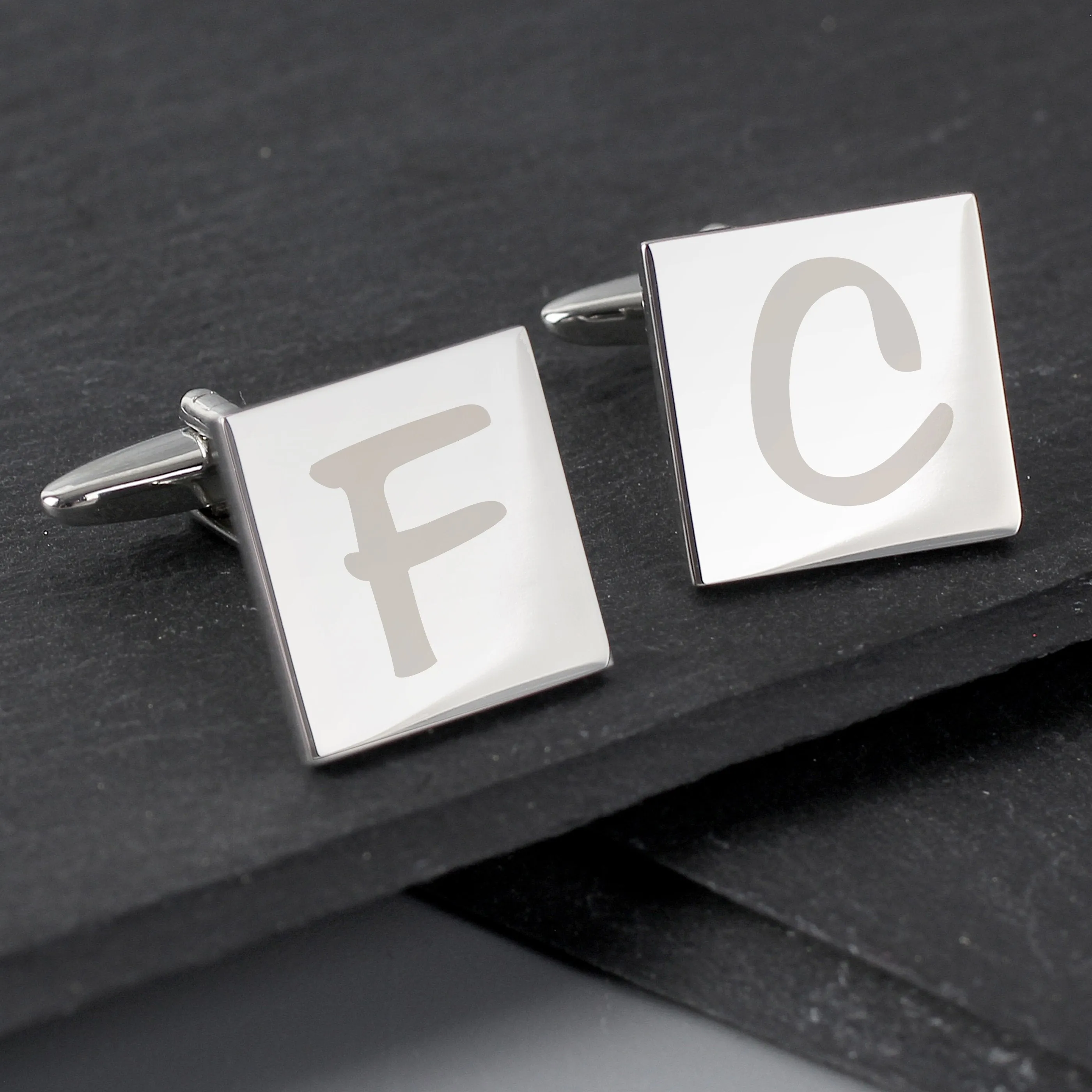 Custom Square Initial Cufflinks