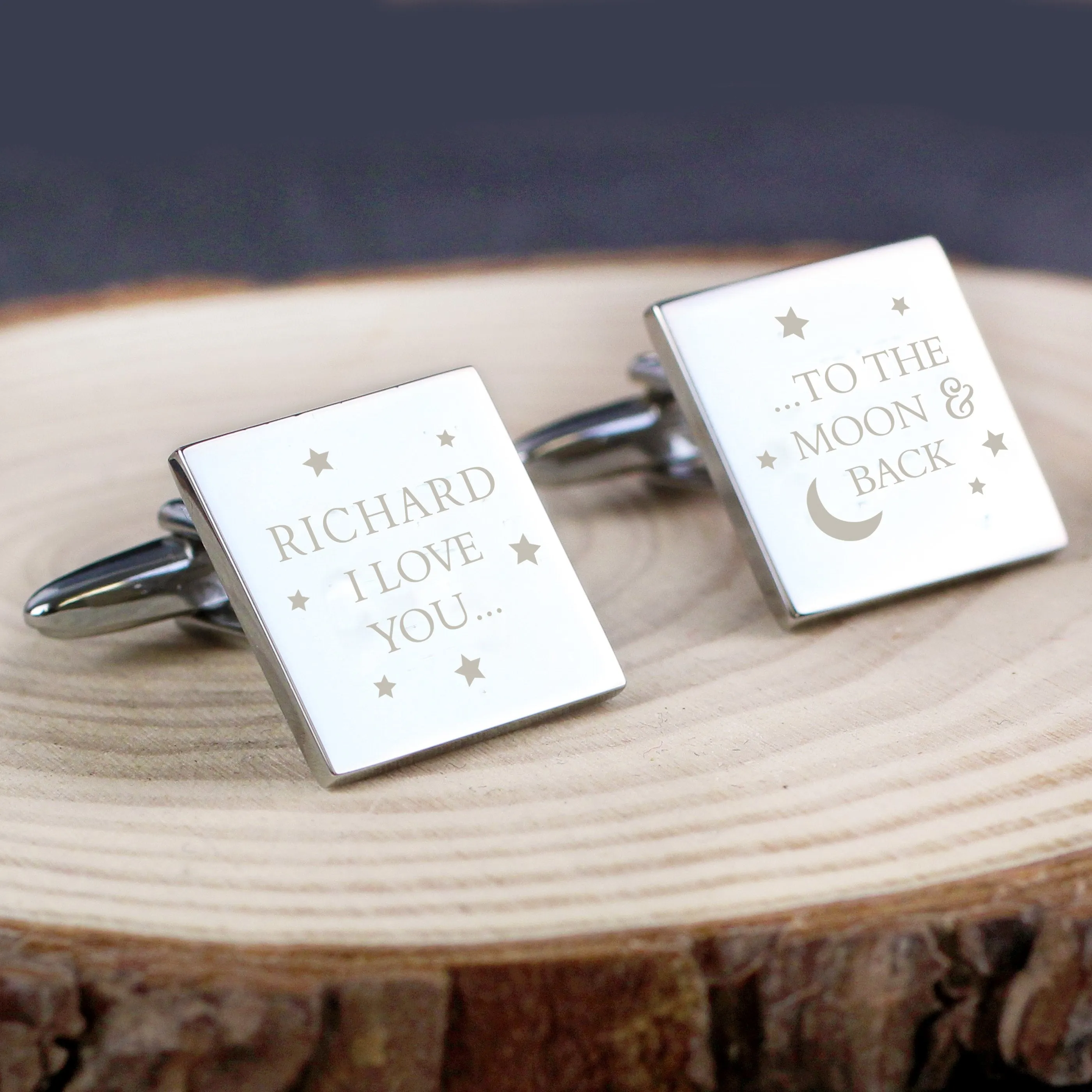 Custom To the Moon and Back Square Cufflinks