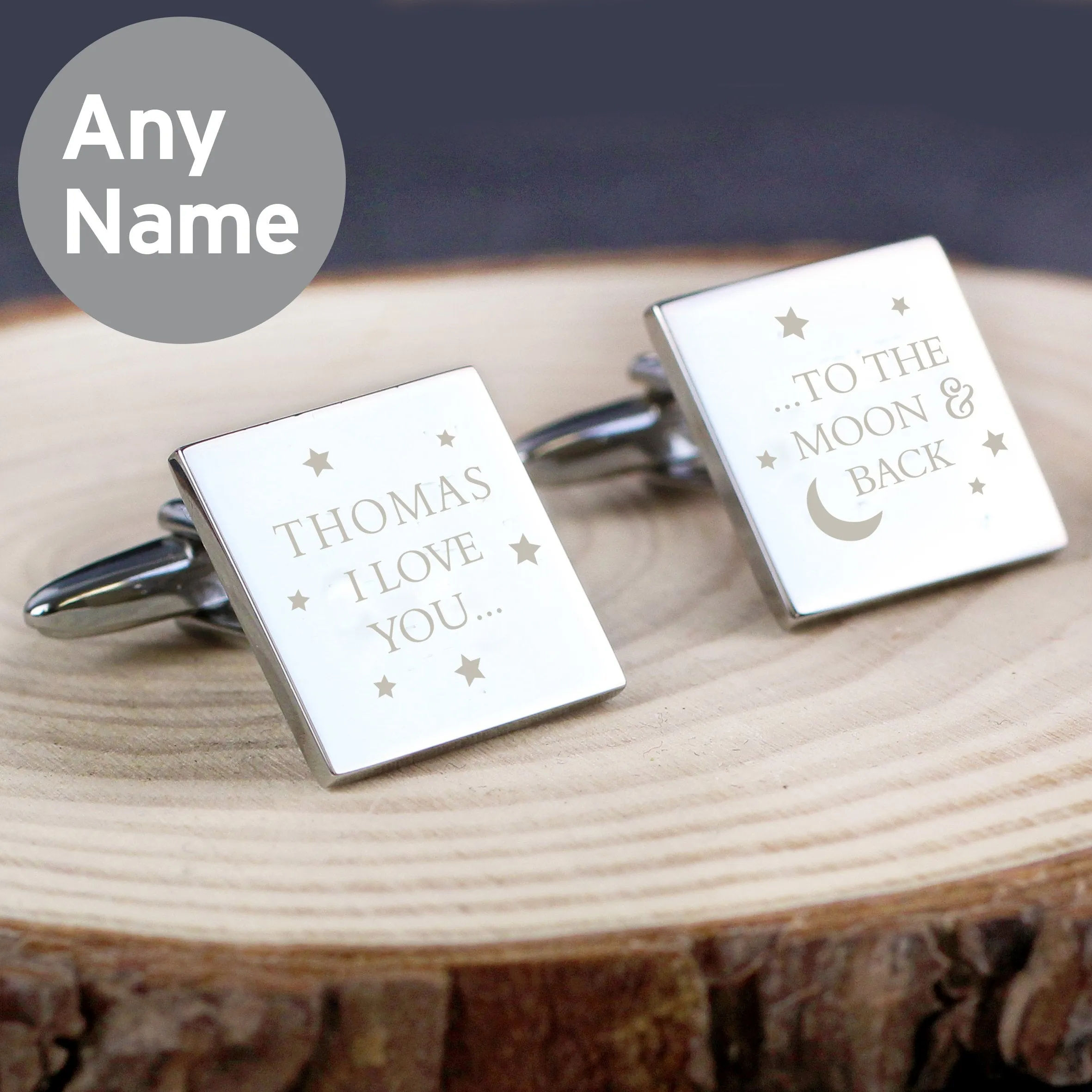 Custom To the Moon and Back Square Cufflinks