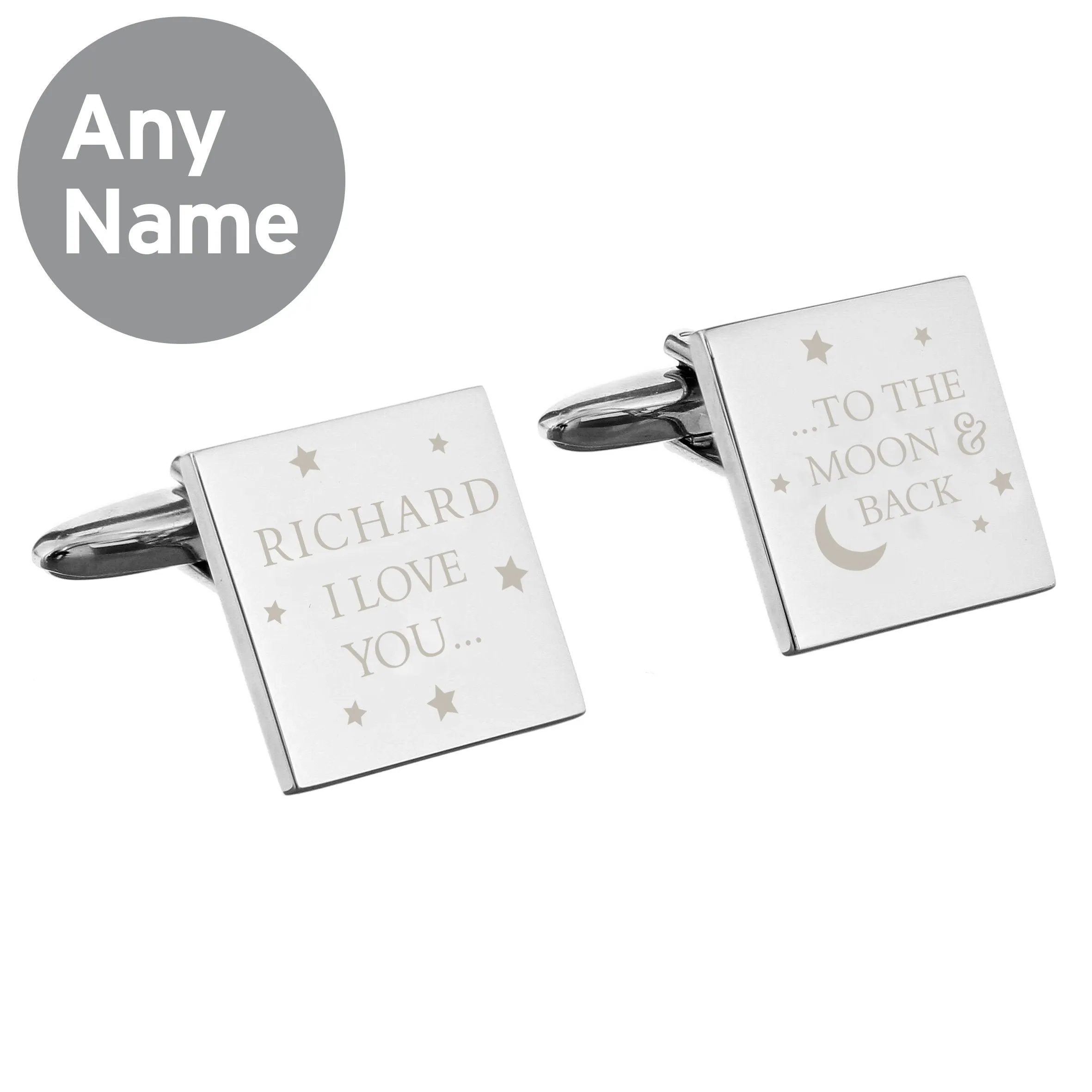 Custom To the Moon and Back Square Cufflinks